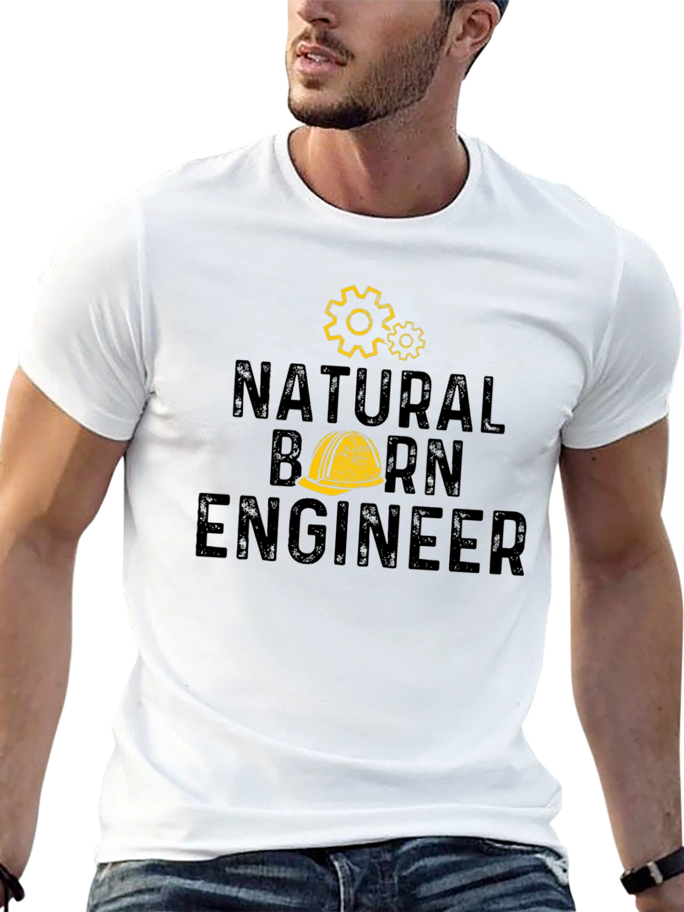 Natural Born Engineer Black Graphic T-Shirt