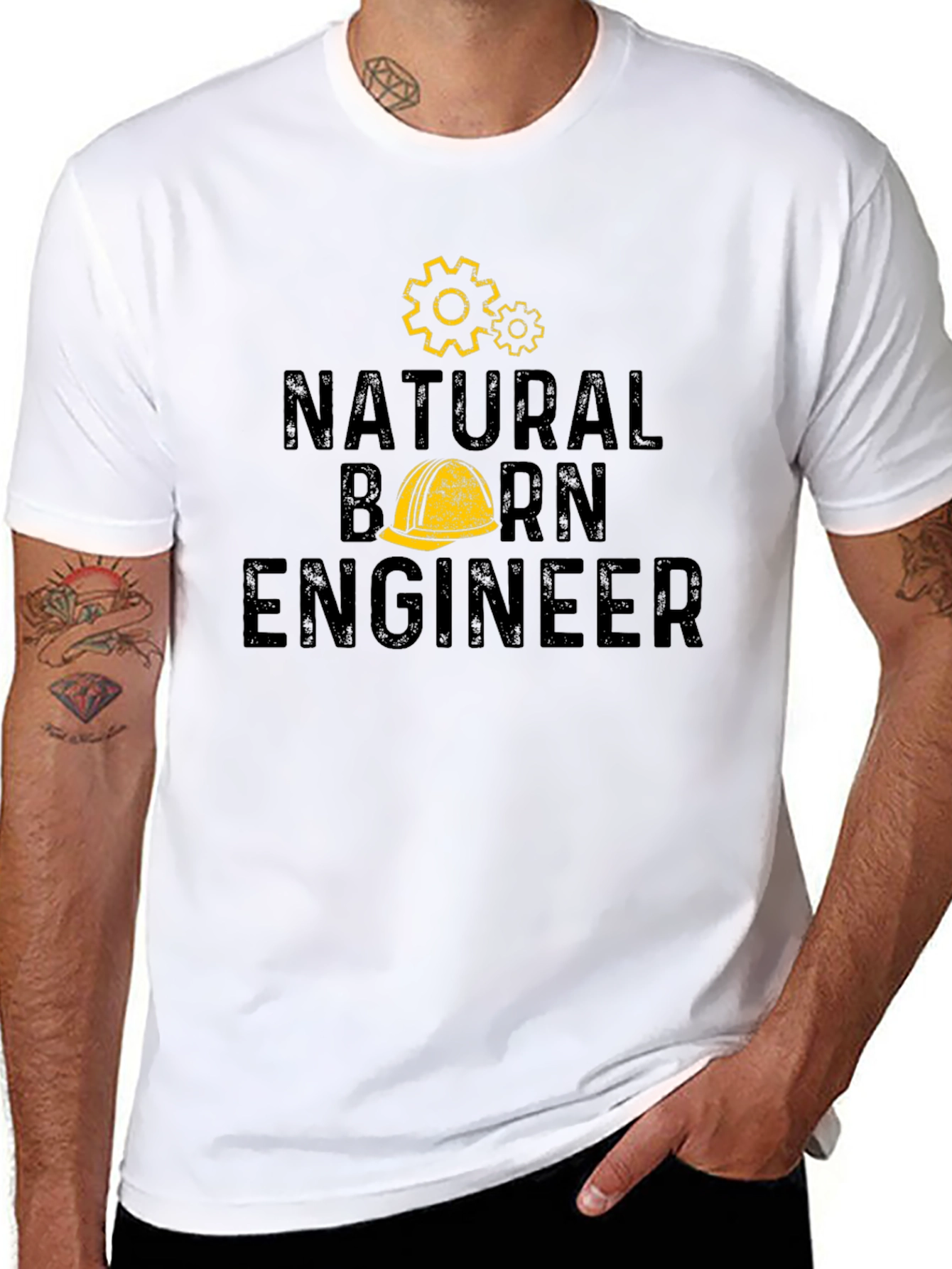 Natural Born Engineer Black Graphic T-Shirt
