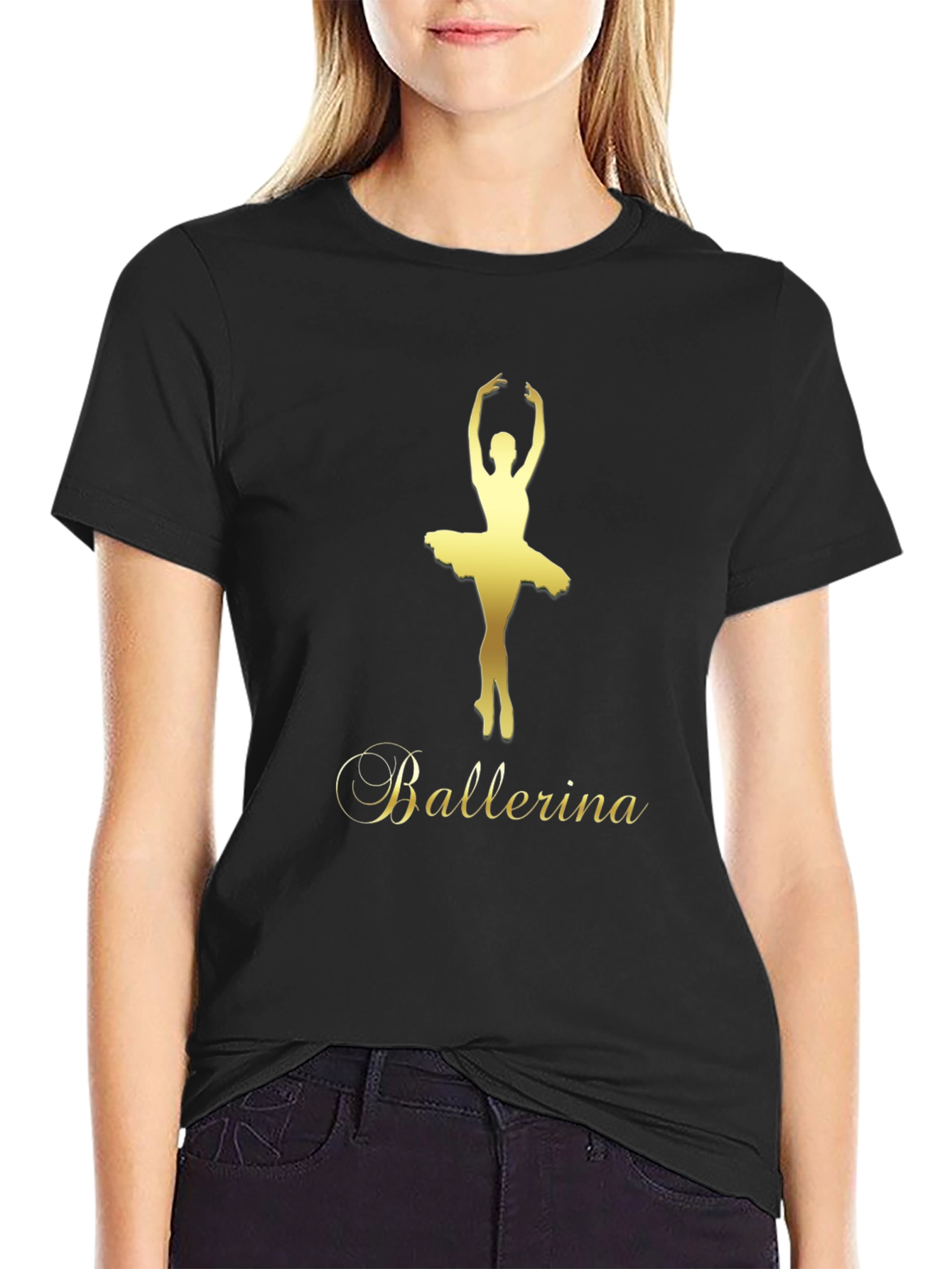 Ballerina Dance T-Shirt - Black Cotton Blend Tee