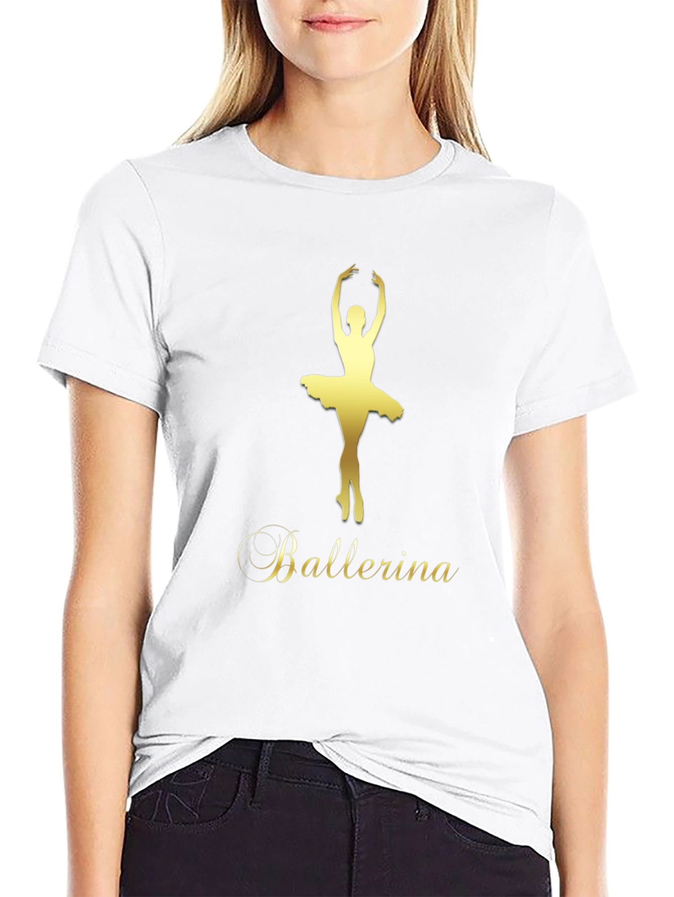 Ballerina Dance T-Shirt - Black Cotton Blend Tee