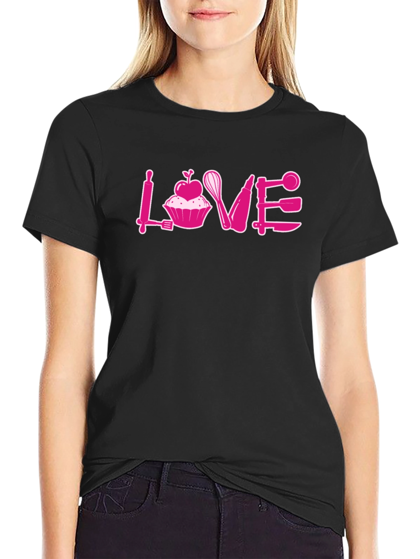 Baking Love Graphic T-Shirt - Black
