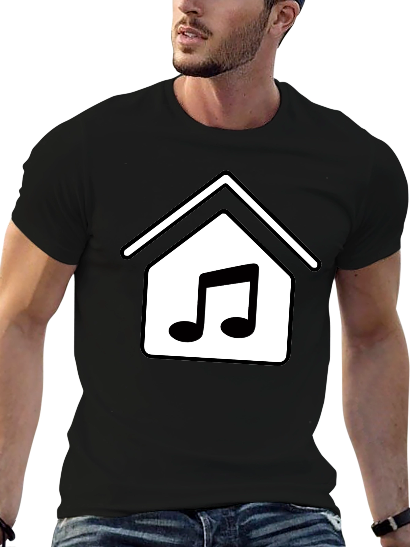 Music Home Graphic T-Shirt - Black