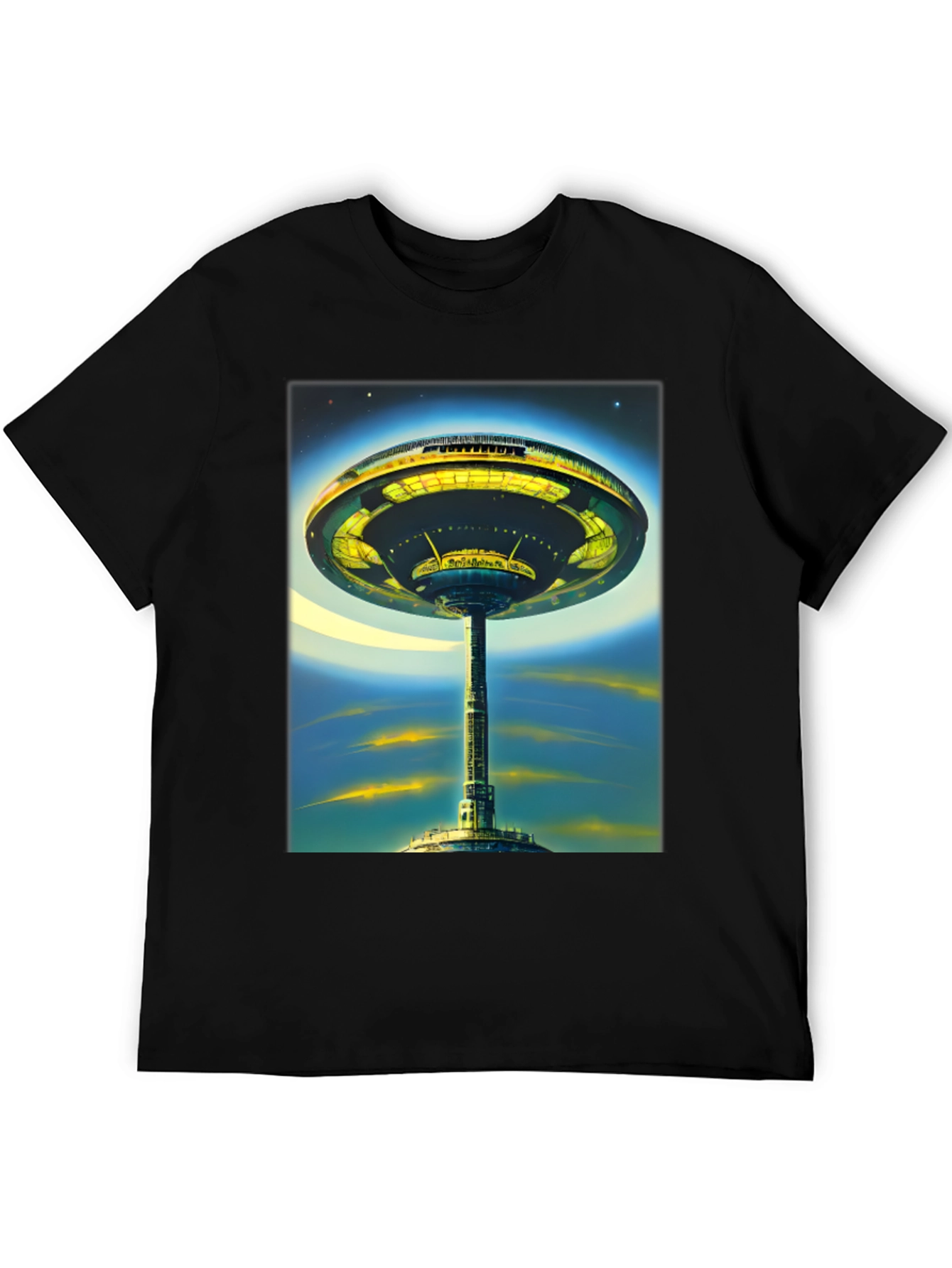 Futuristic Cityscape Graphic Tee - Sci-Fi Style