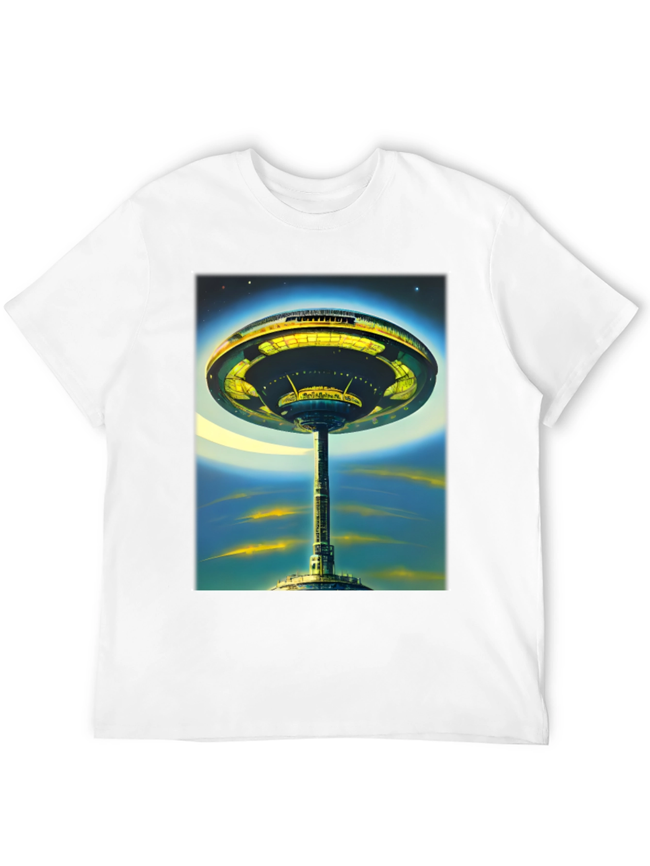 Futuristic Cityscape Graphic Tee - Sci-Fi Style