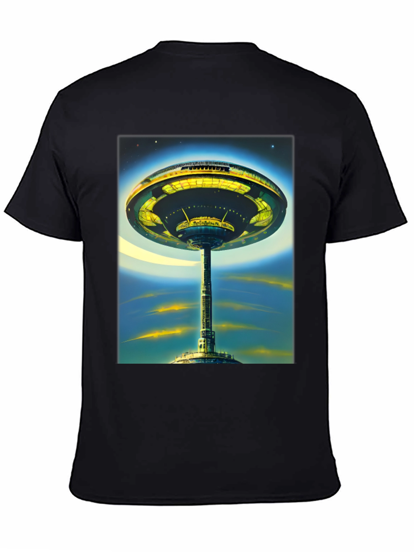 Futuristic Cityscape Graphic Tee - Sci-Fi Style