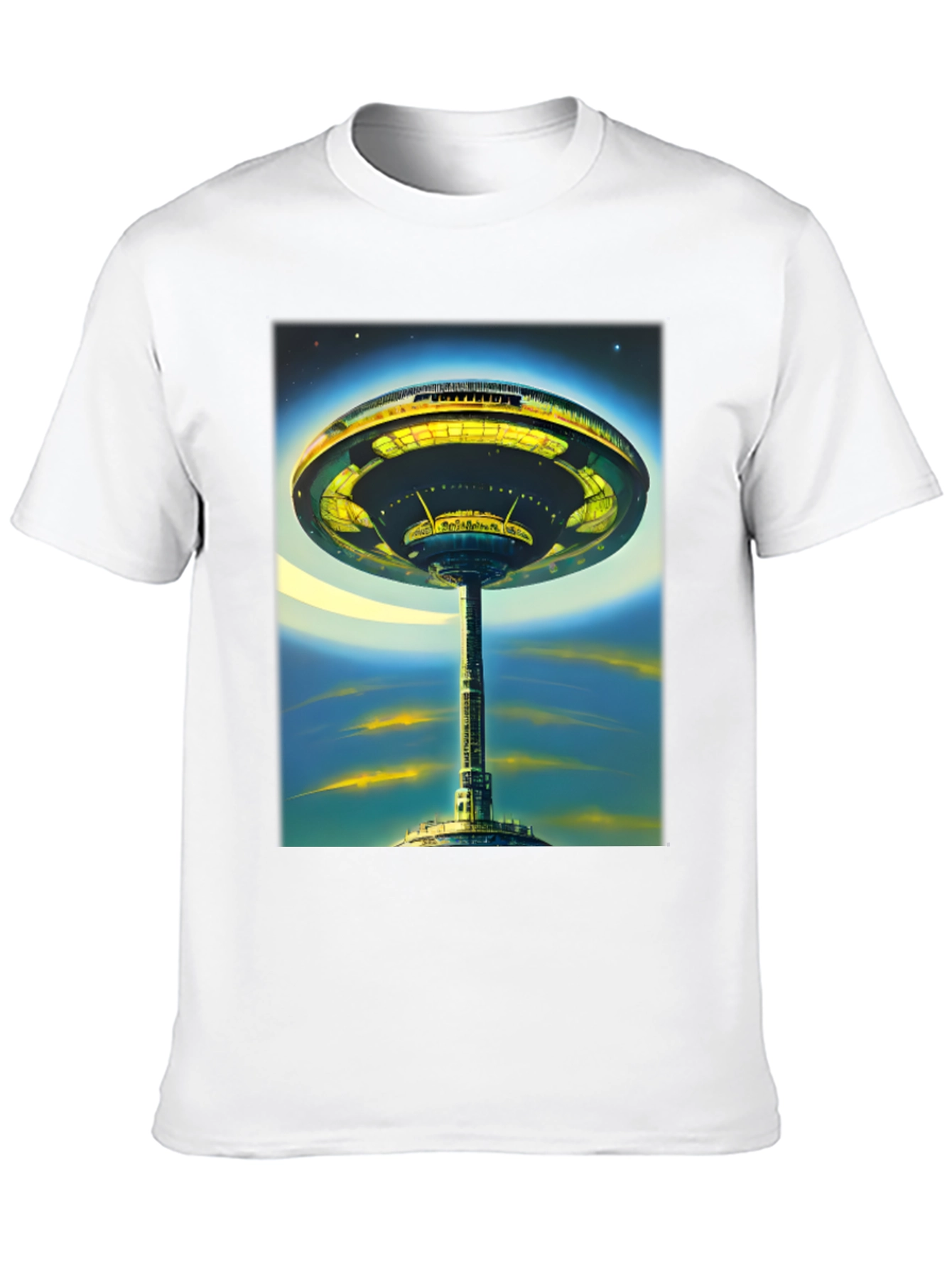 Futuristic Cityscape Graphic Tee - Sci-Fi Style