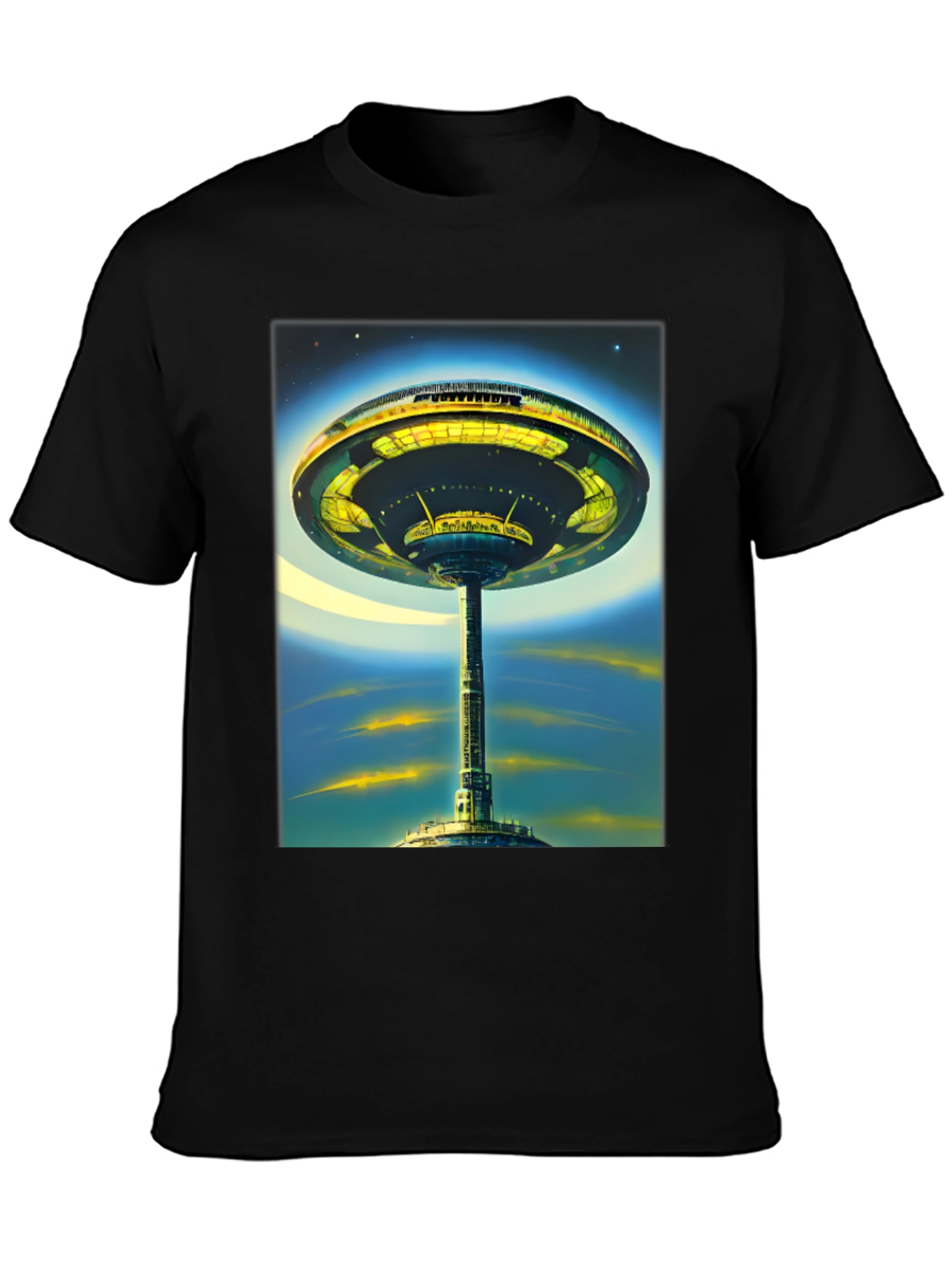 Futuristic Cityscape Graphic Tee - Sci-Fi Style