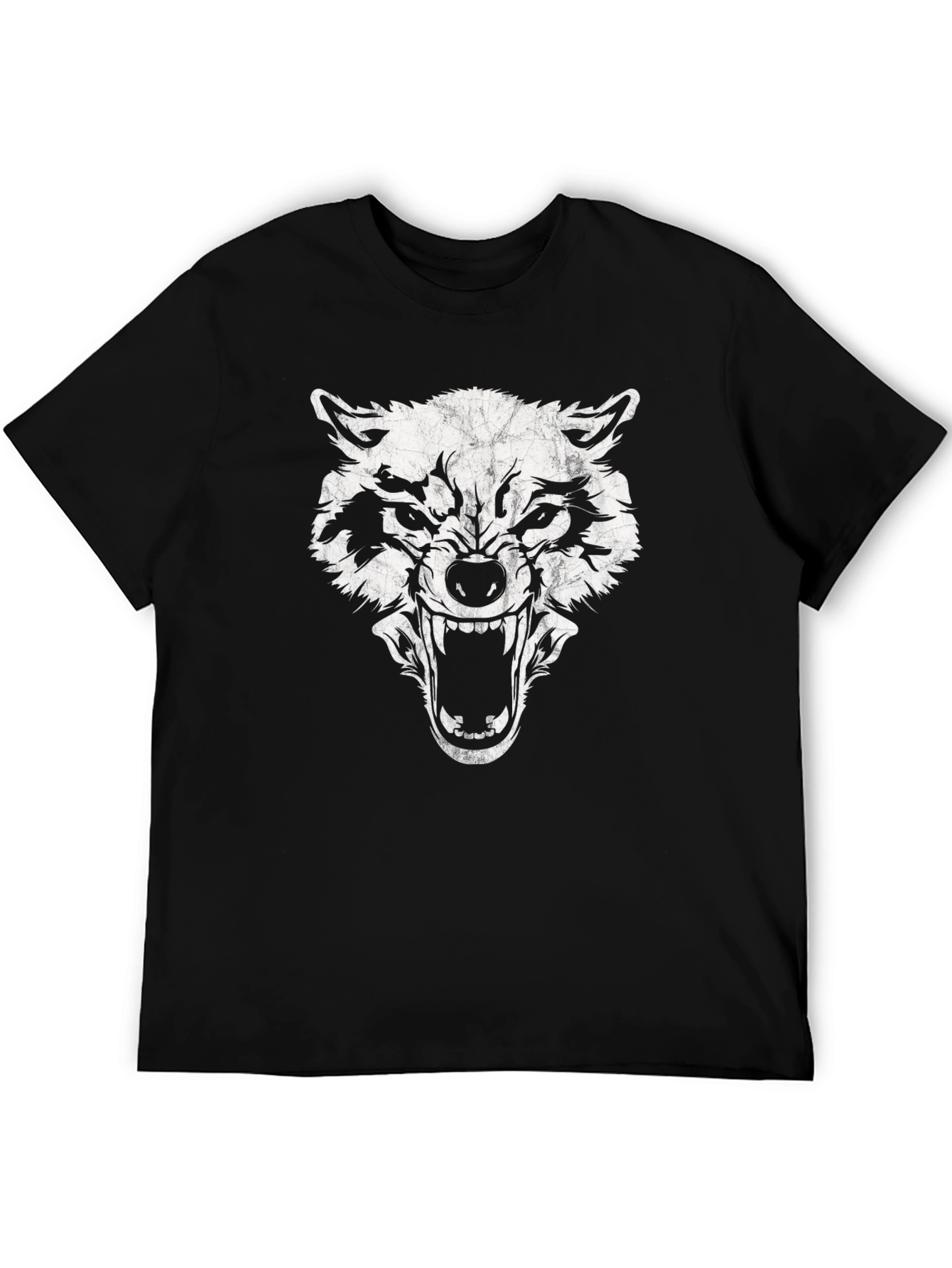 Mens Black Wolf Graphic Print T-Shirt