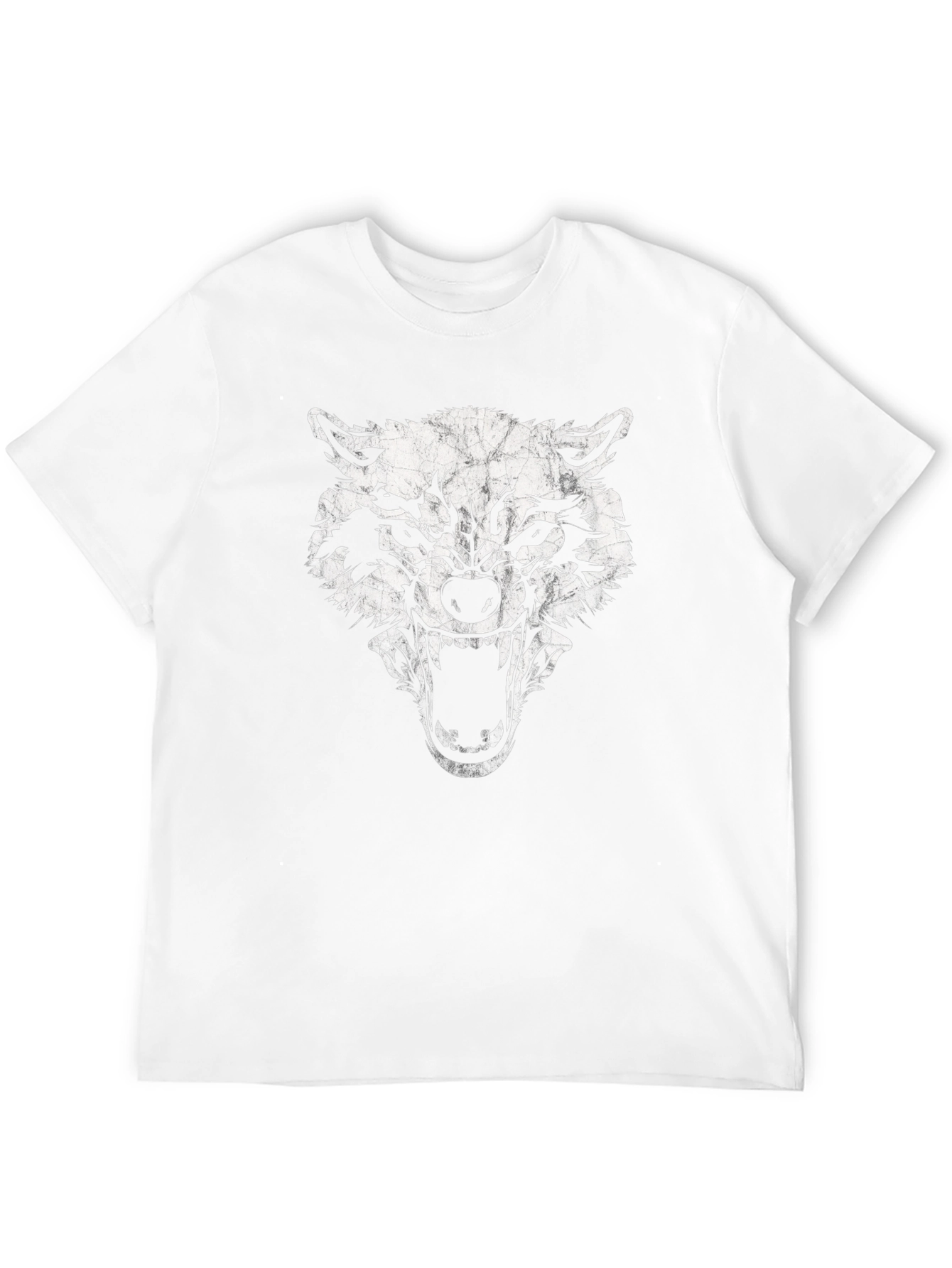 Mens Black Wolf Graphic Print T-Shirt