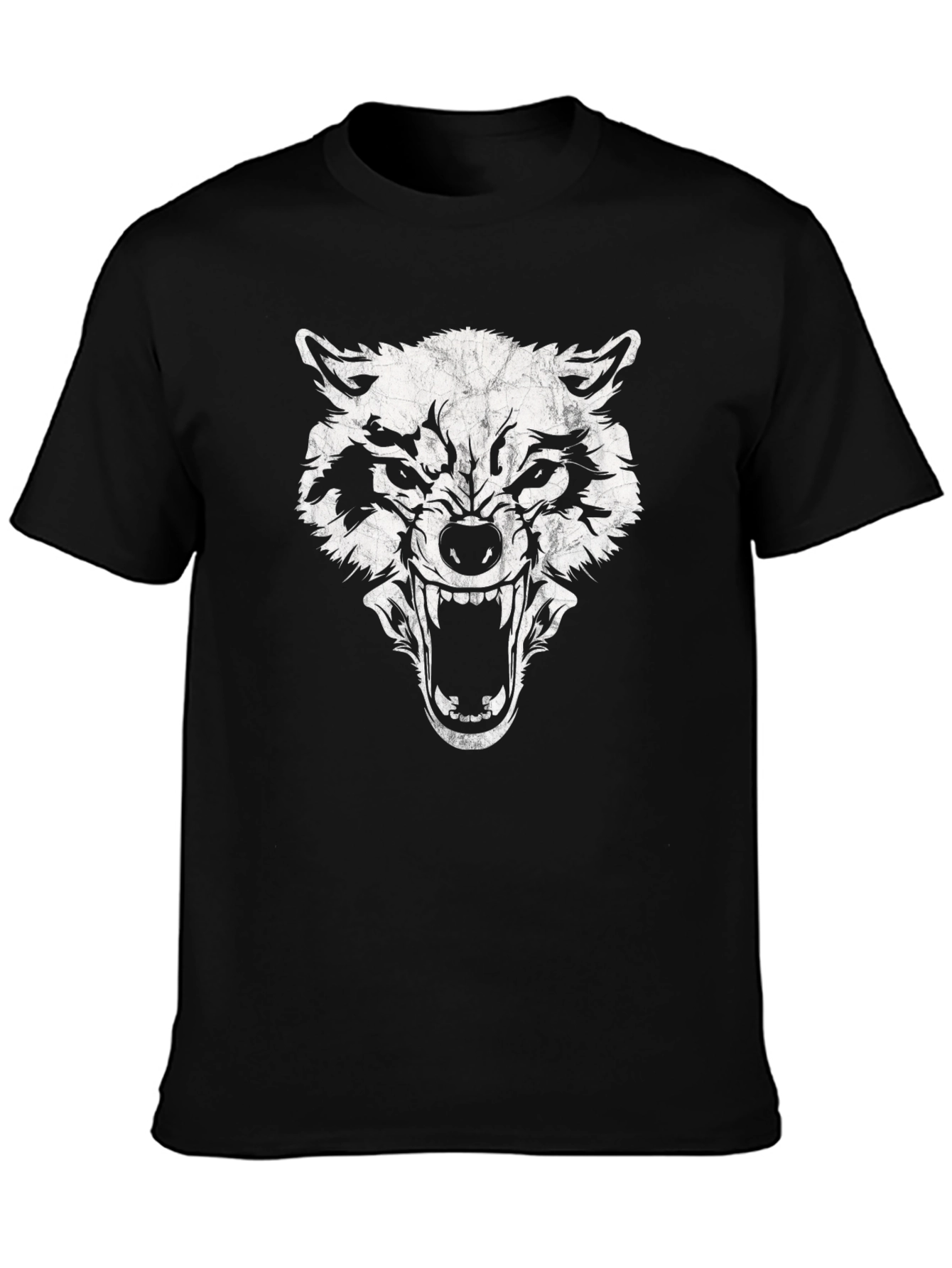 Mens Black Wolf Graphic Print T-Shirt