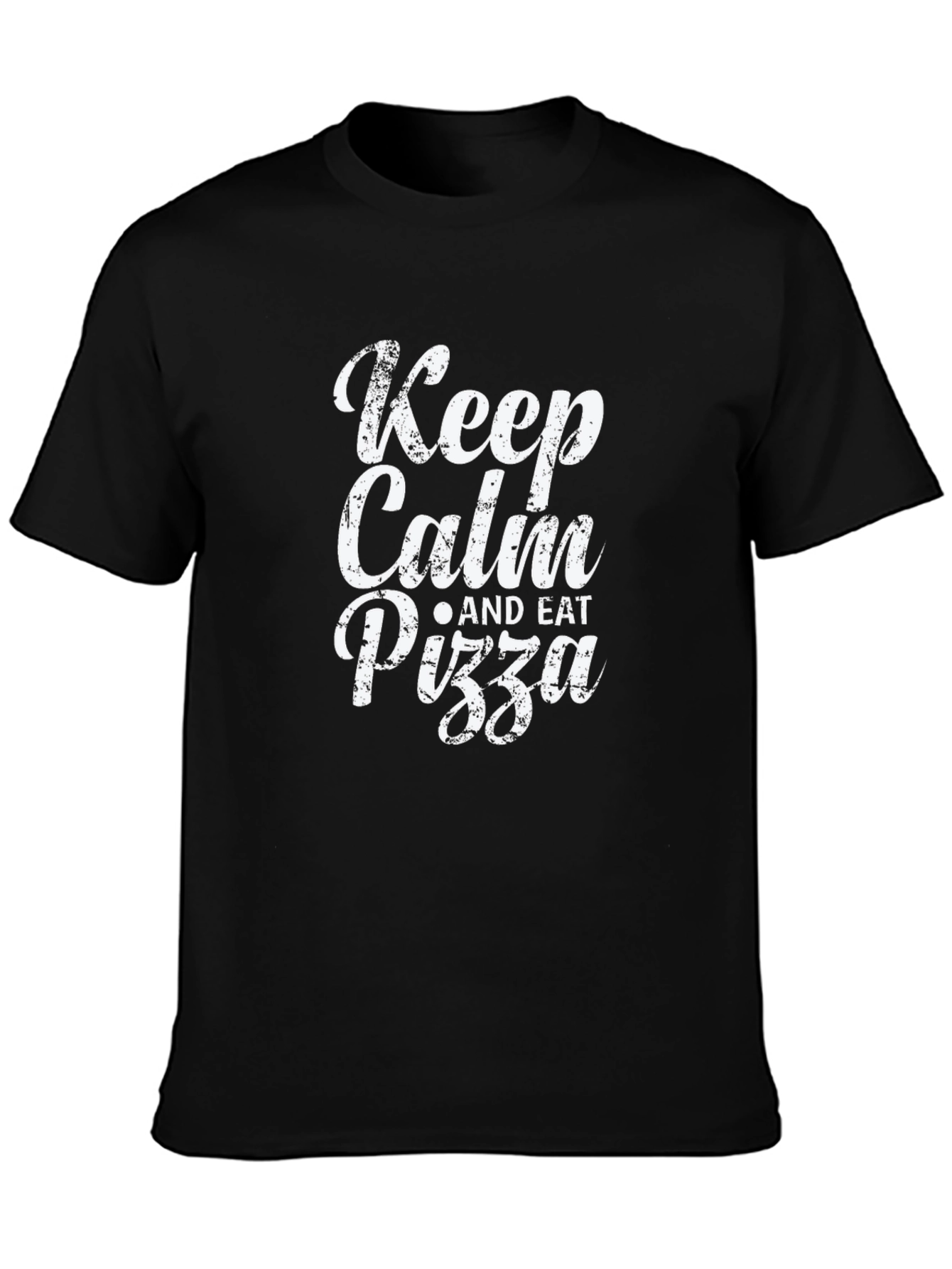 Keep Calm & Eat Pizza - Black Graphic Tee
