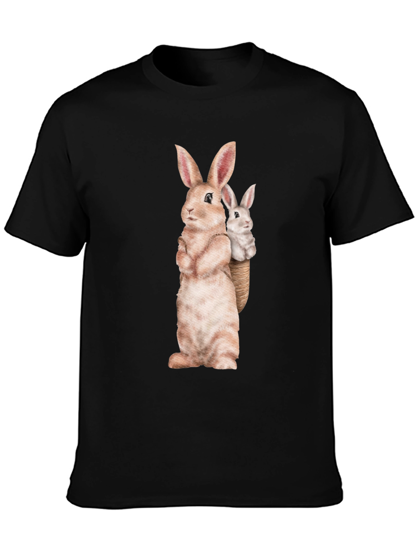 Bunny Graphic Tee - Soft Black Cotton Blend