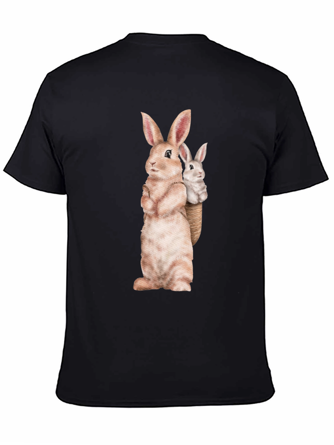 Bunny Graphic Tee - Soft Black Cotton Blend