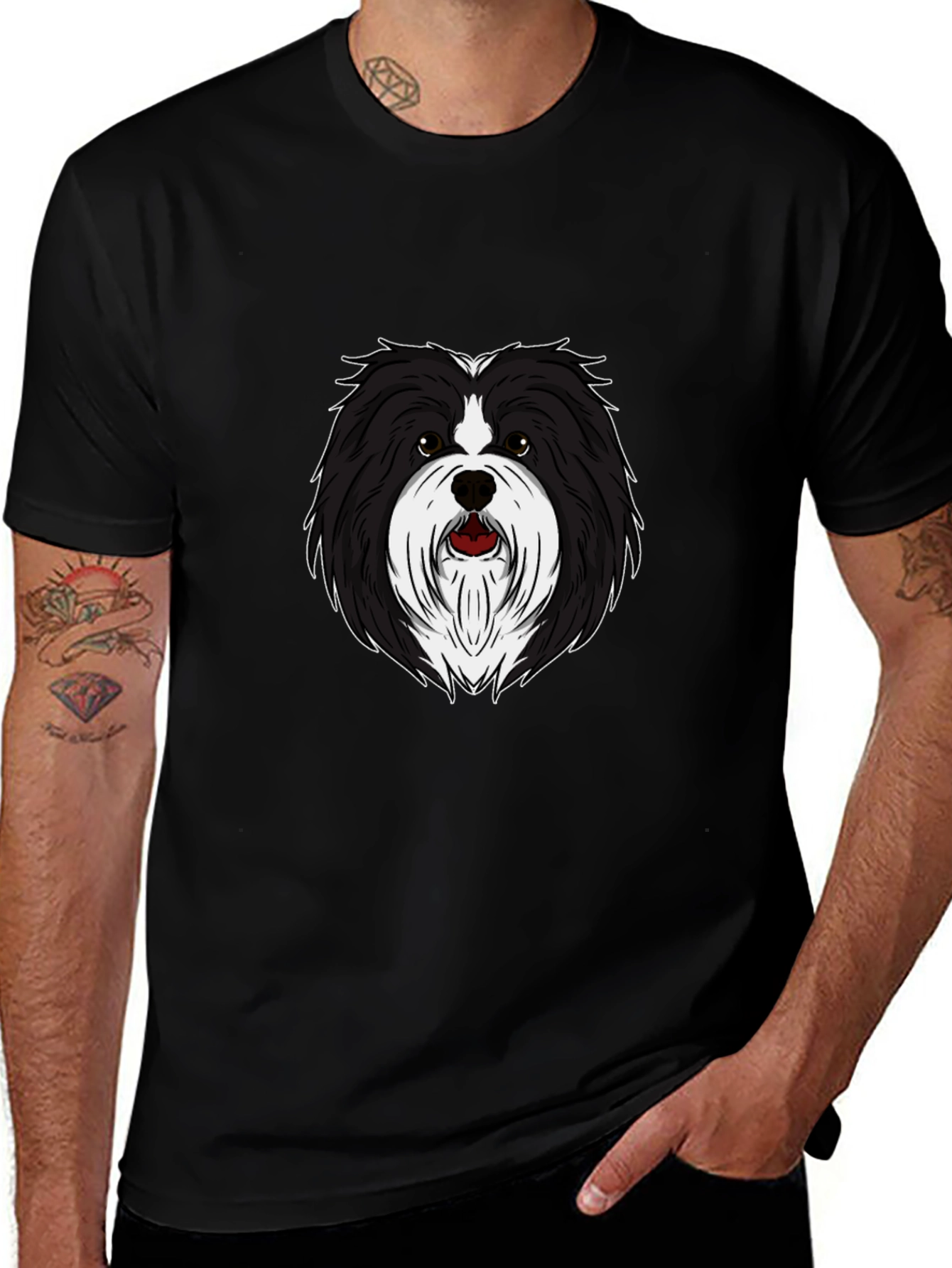 Dog Breed Graphic Tee - Black Crew Neck