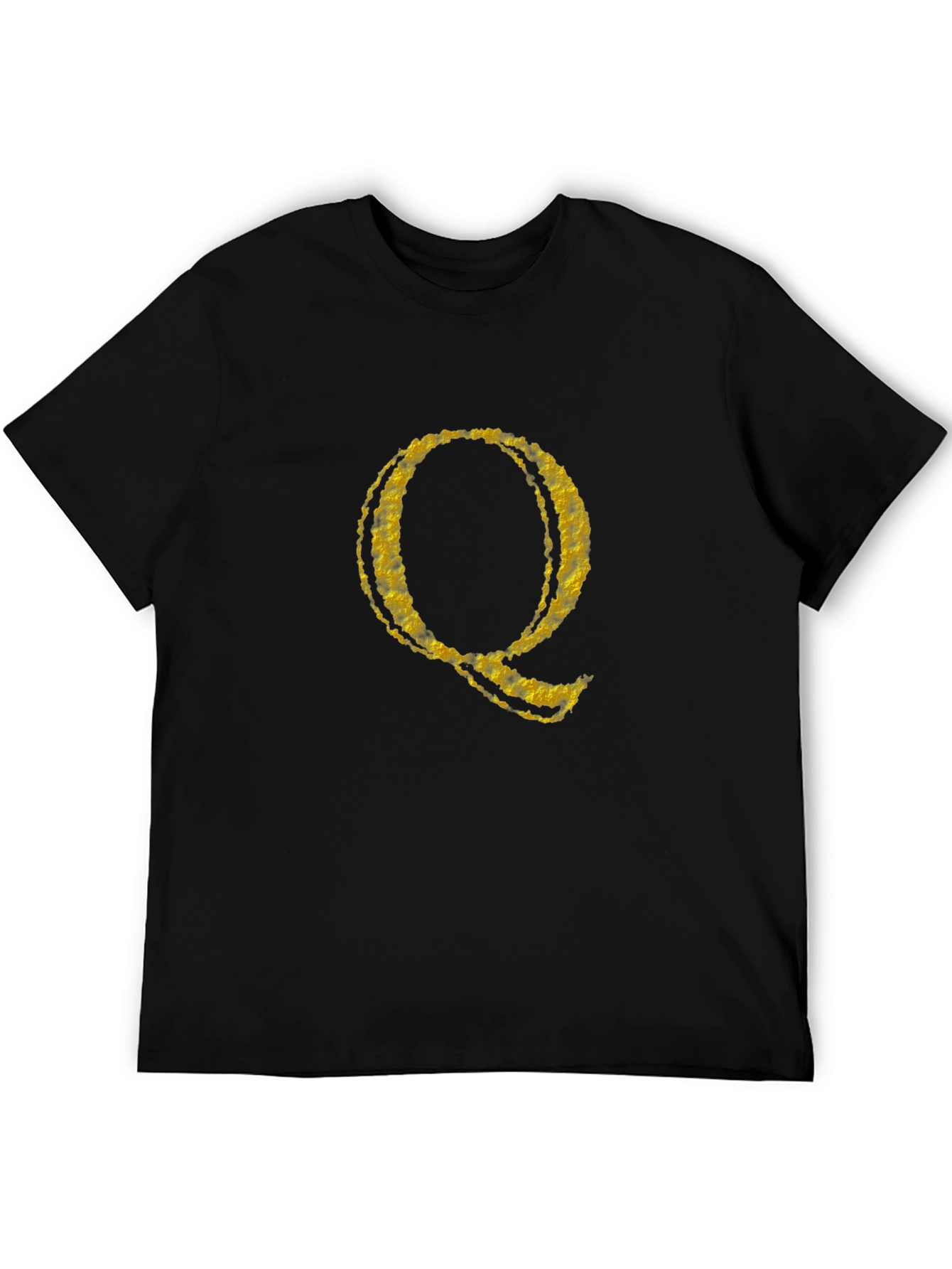 Letter Q Graphic Tee - Black Cotton Blend
