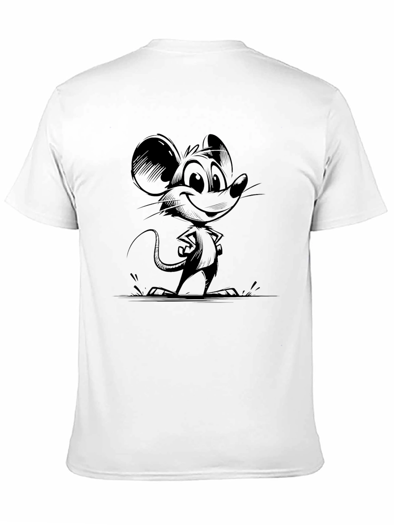 Cartoon Mouse Graphic Print Black T-Shirt