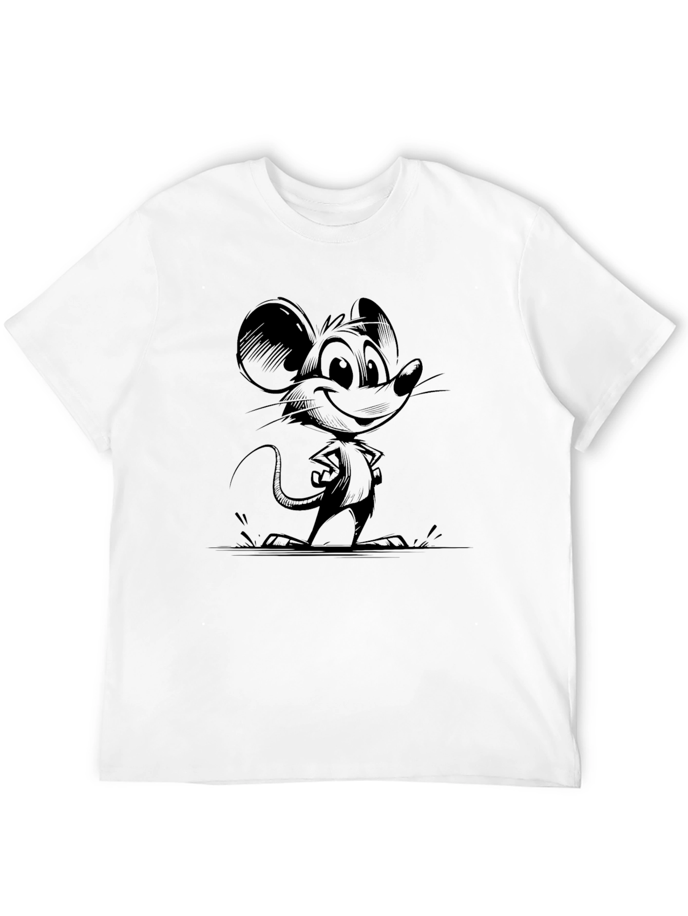 Cartoon Mouse Graphic Print Black T-Shirt