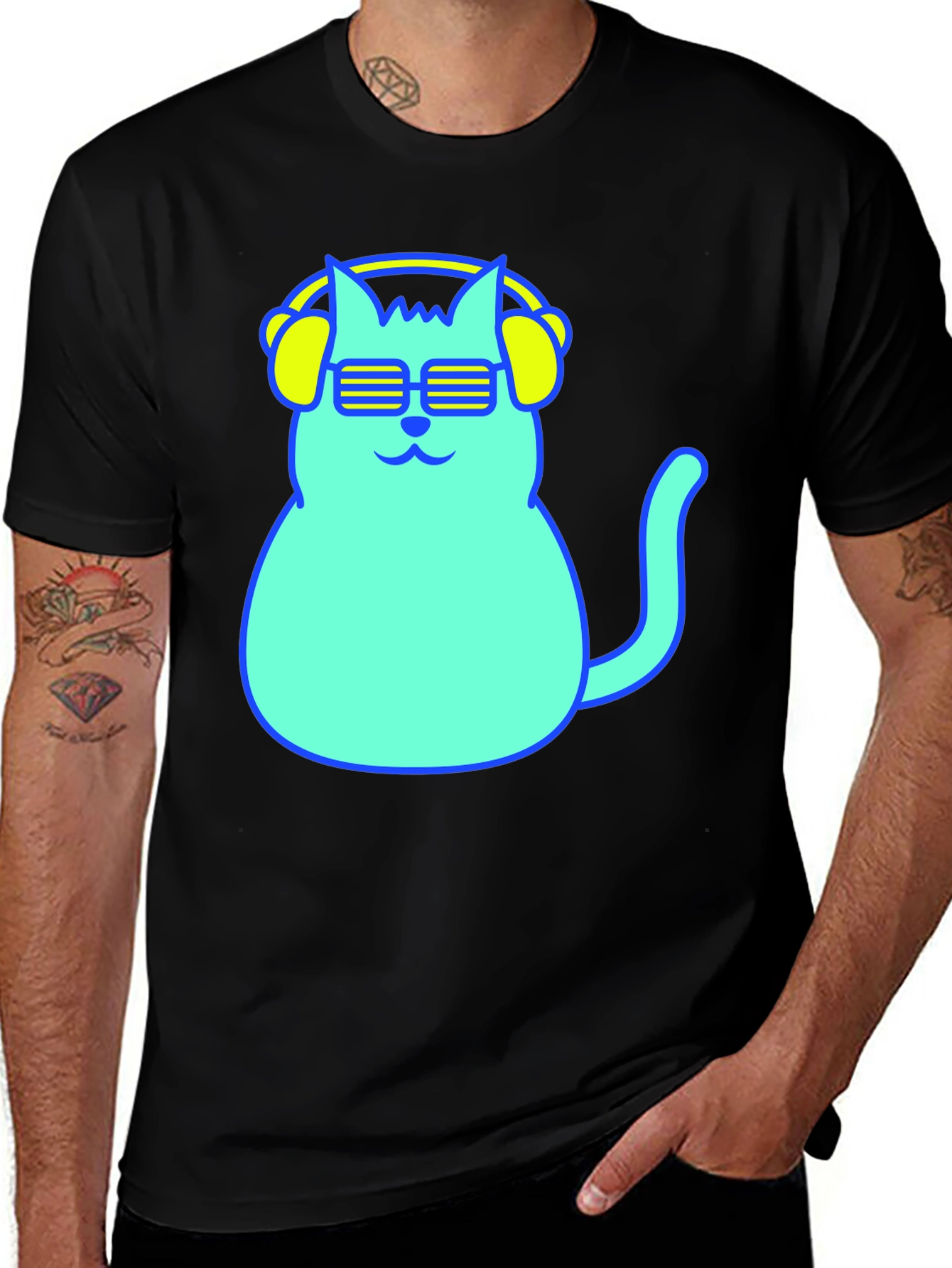 Cool Cat Tee - Neon Style