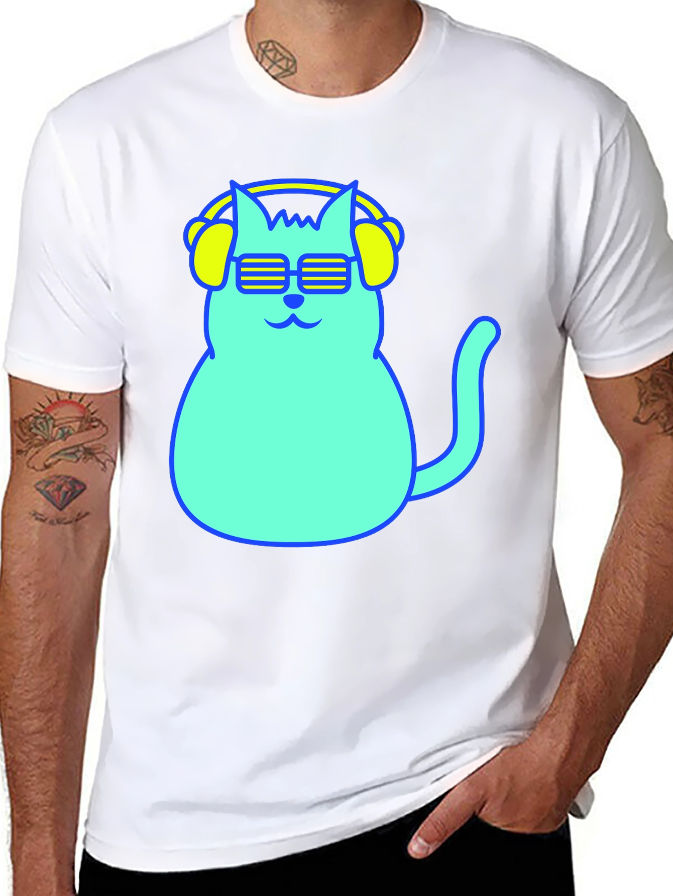 Cool Cat Tee - Neon Style