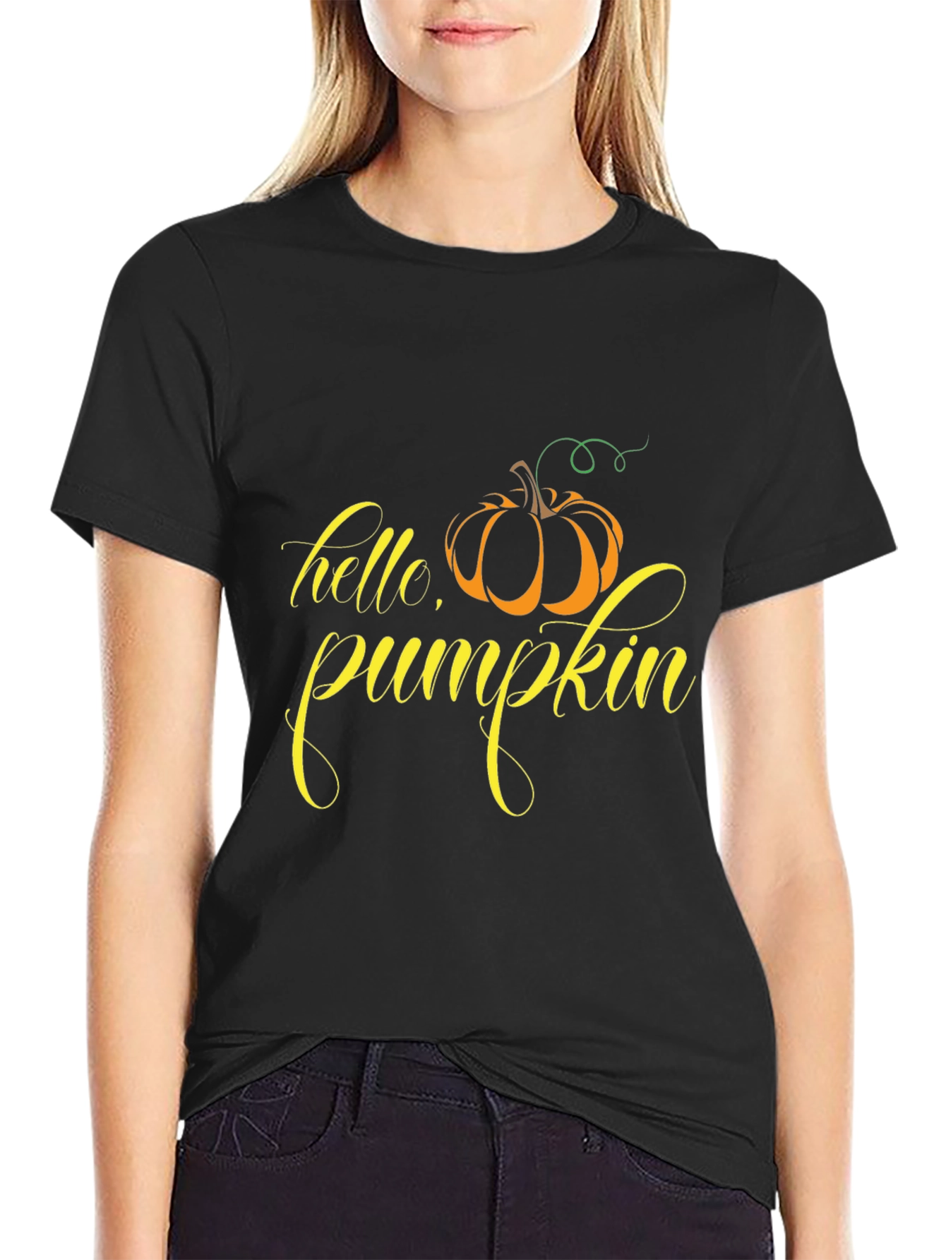 Hello Pumpkin Black Graphic Tee