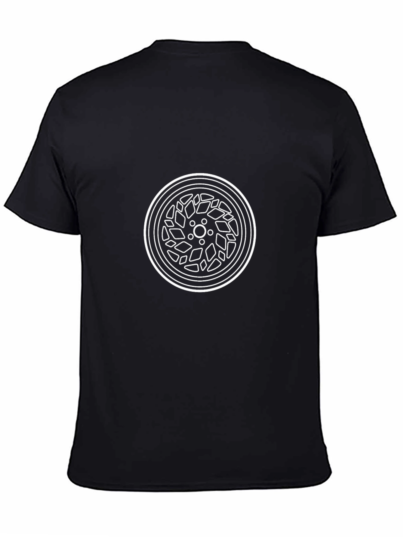 Black T-Shirt with Wheel Graphic