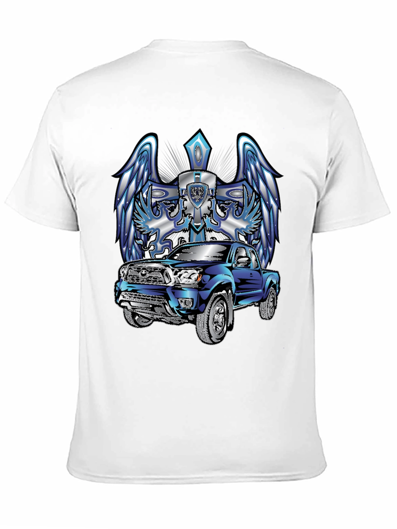 Truck and Angel Wing Graphic Tee - Black