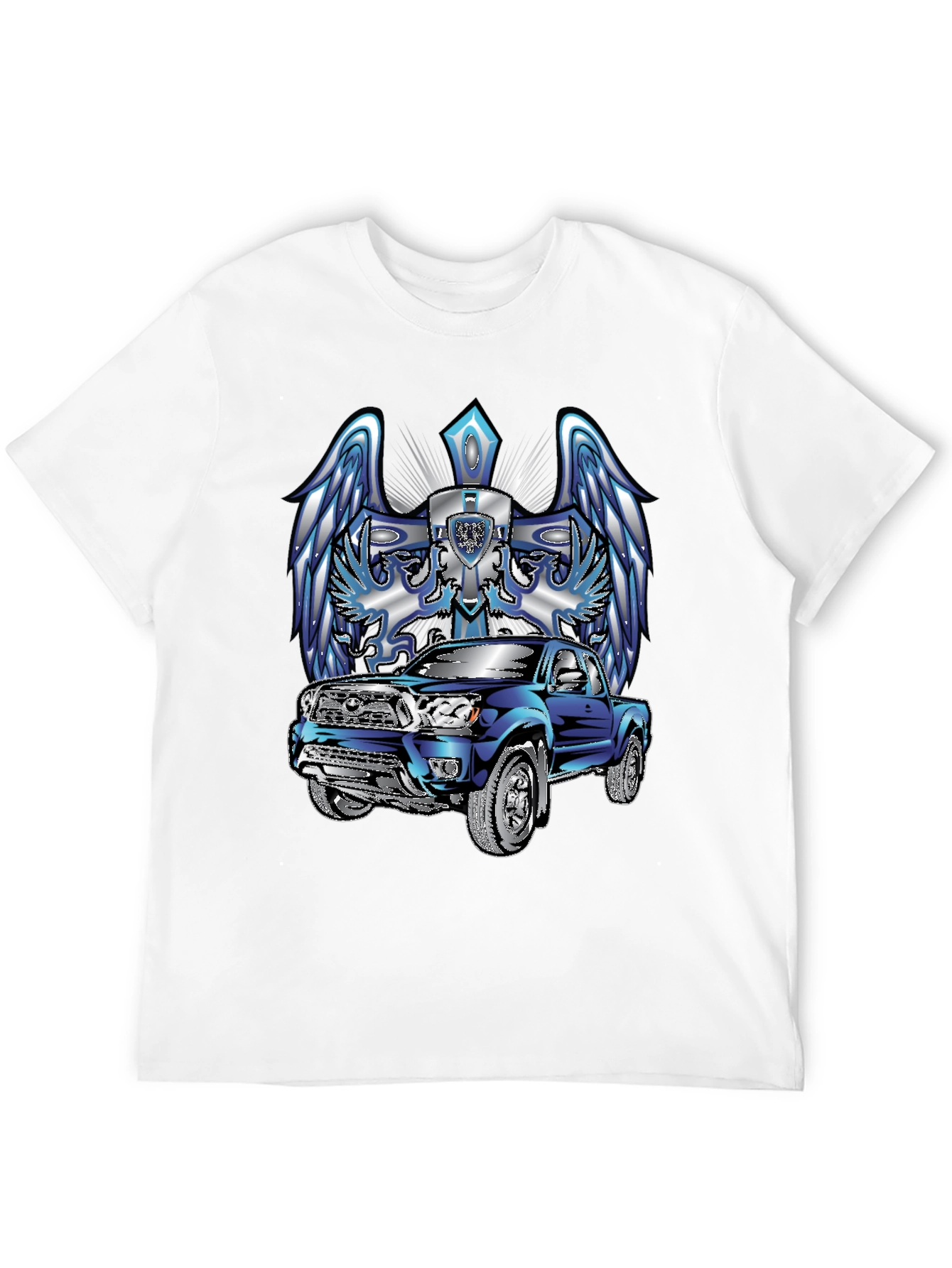 Truck and Angel Wing Graphic Tee - Black