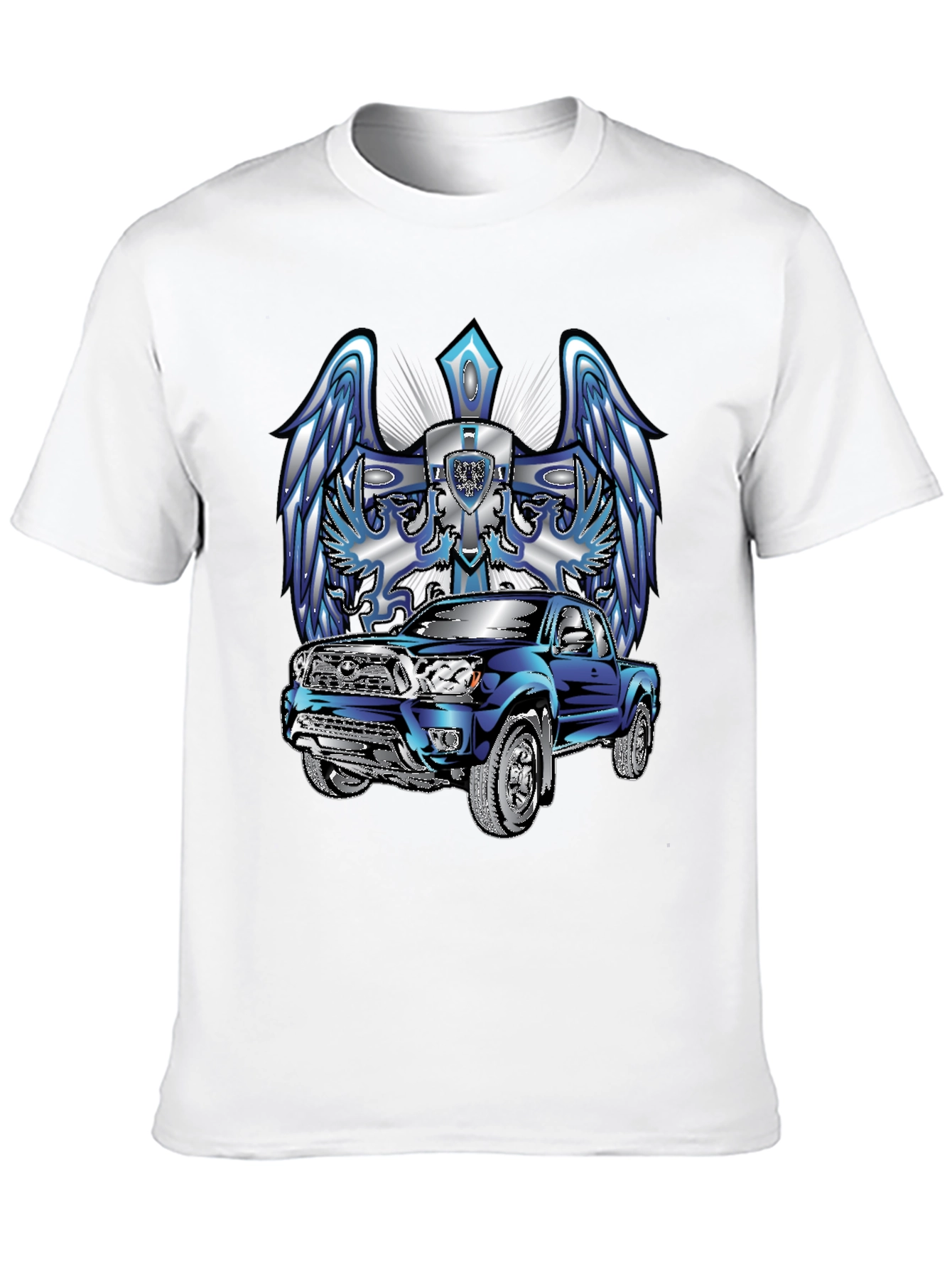 Truck and Angel Wing Graphic Tee - Black