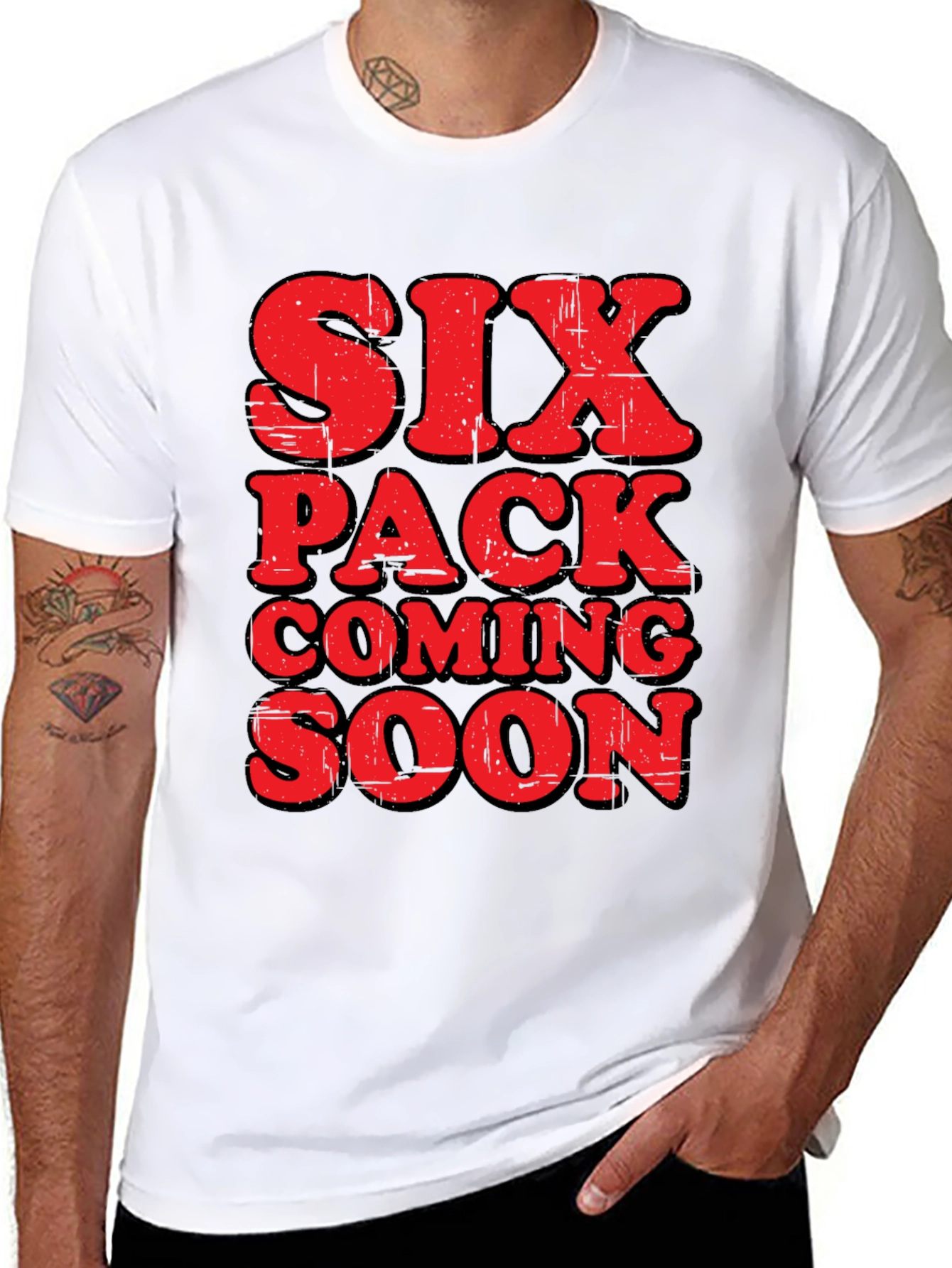 Funny Six Pack Coming Soon Graphic T-Shirt