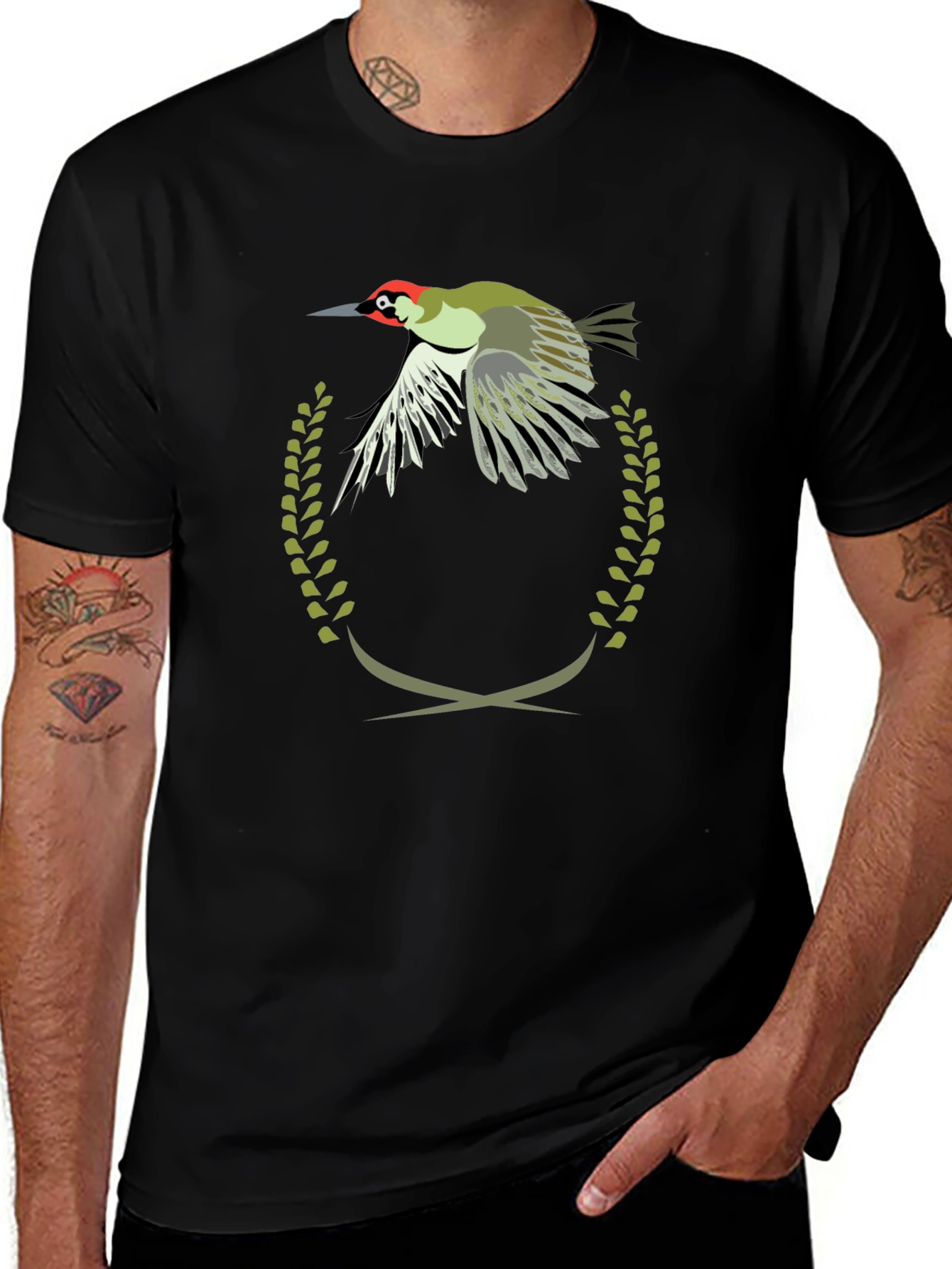 Woodpecker Emblem Tee - Unique Graphic Print T-Shirt