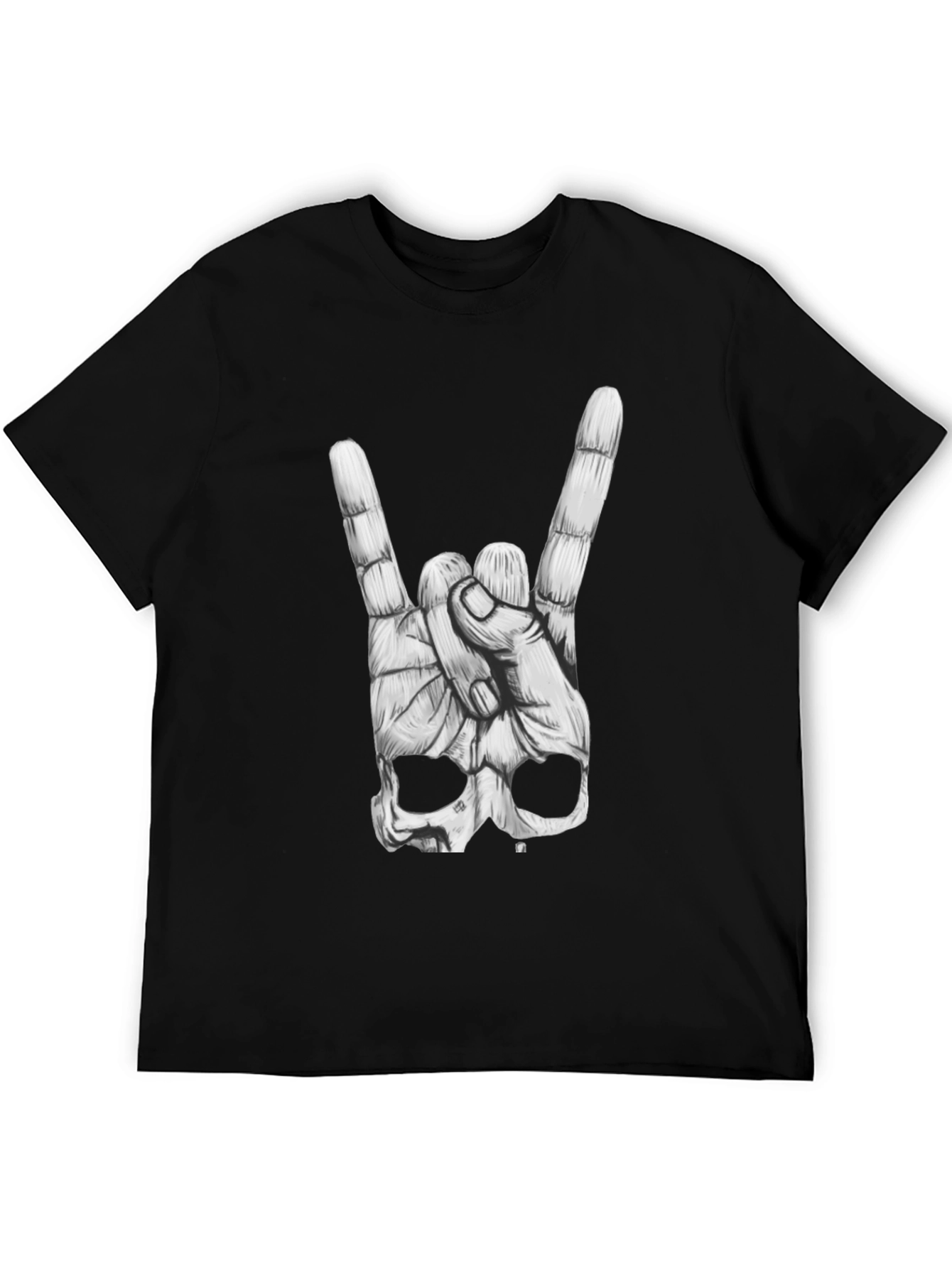 Rock On Skull Graphic T-Shirt - Black