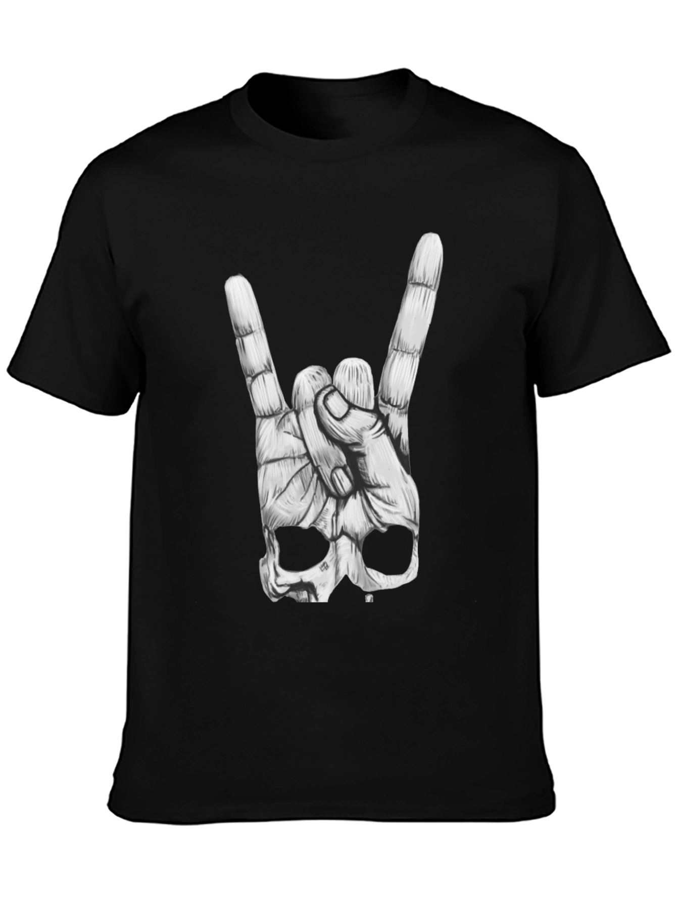 Rock On Skull Graphic T-Shirt - Black