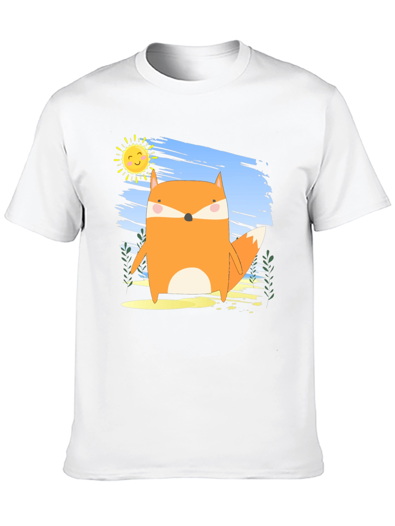 Cute Fox Graphic Black T-Shirt
