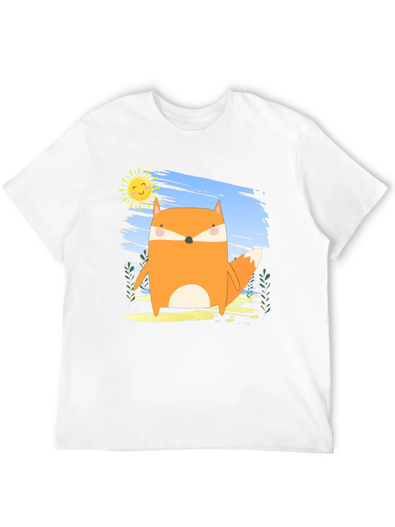 Cute Fox Graphic Black T-Shirt