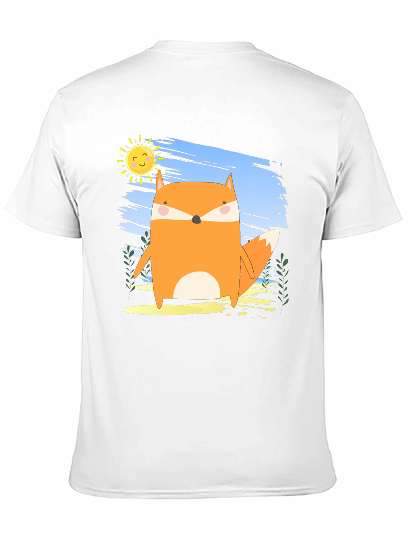 Cute Fox Graphic Black T-Shirt