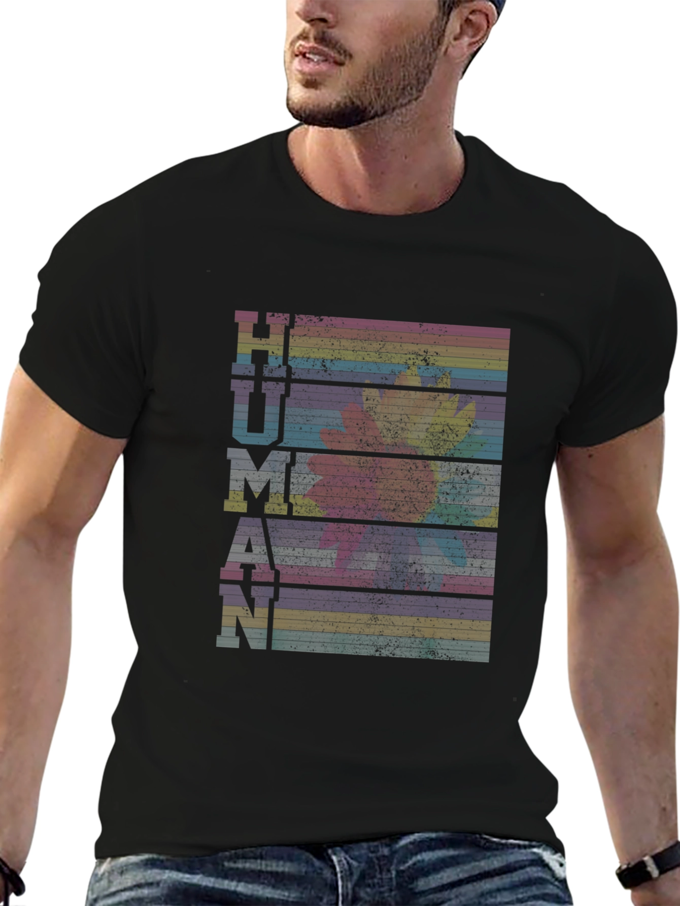 Rainbow Striped Human T-Shirt