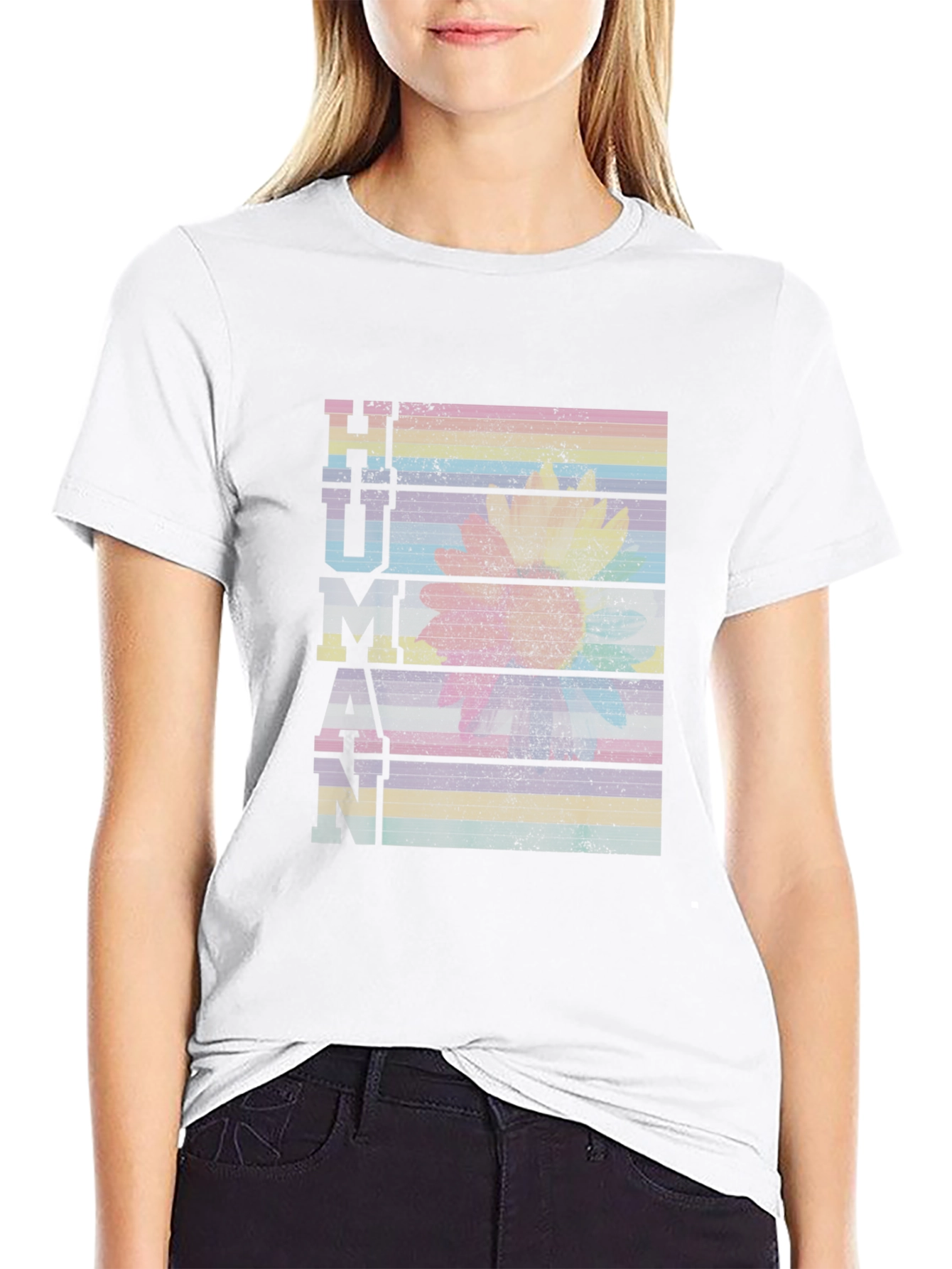 Rainbow Striped Human T-Shirt