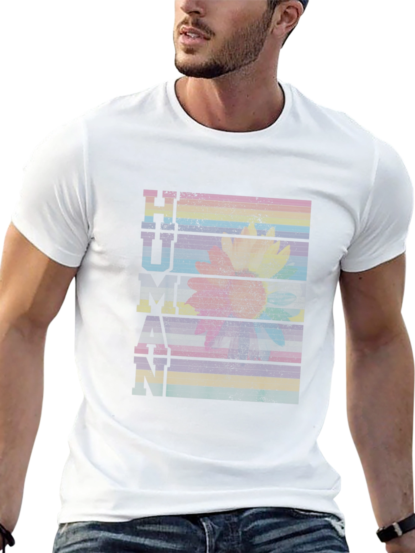 Rainbow Striped Human T-Shirt