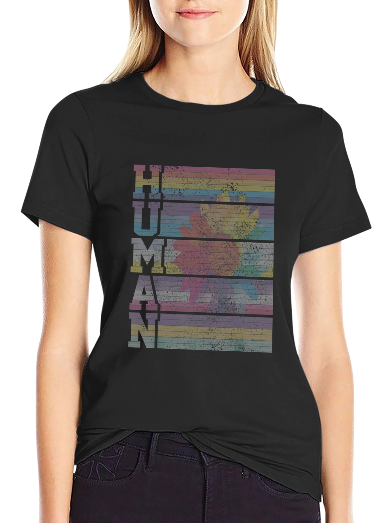 Rainbow Striped Human T-Shirt
