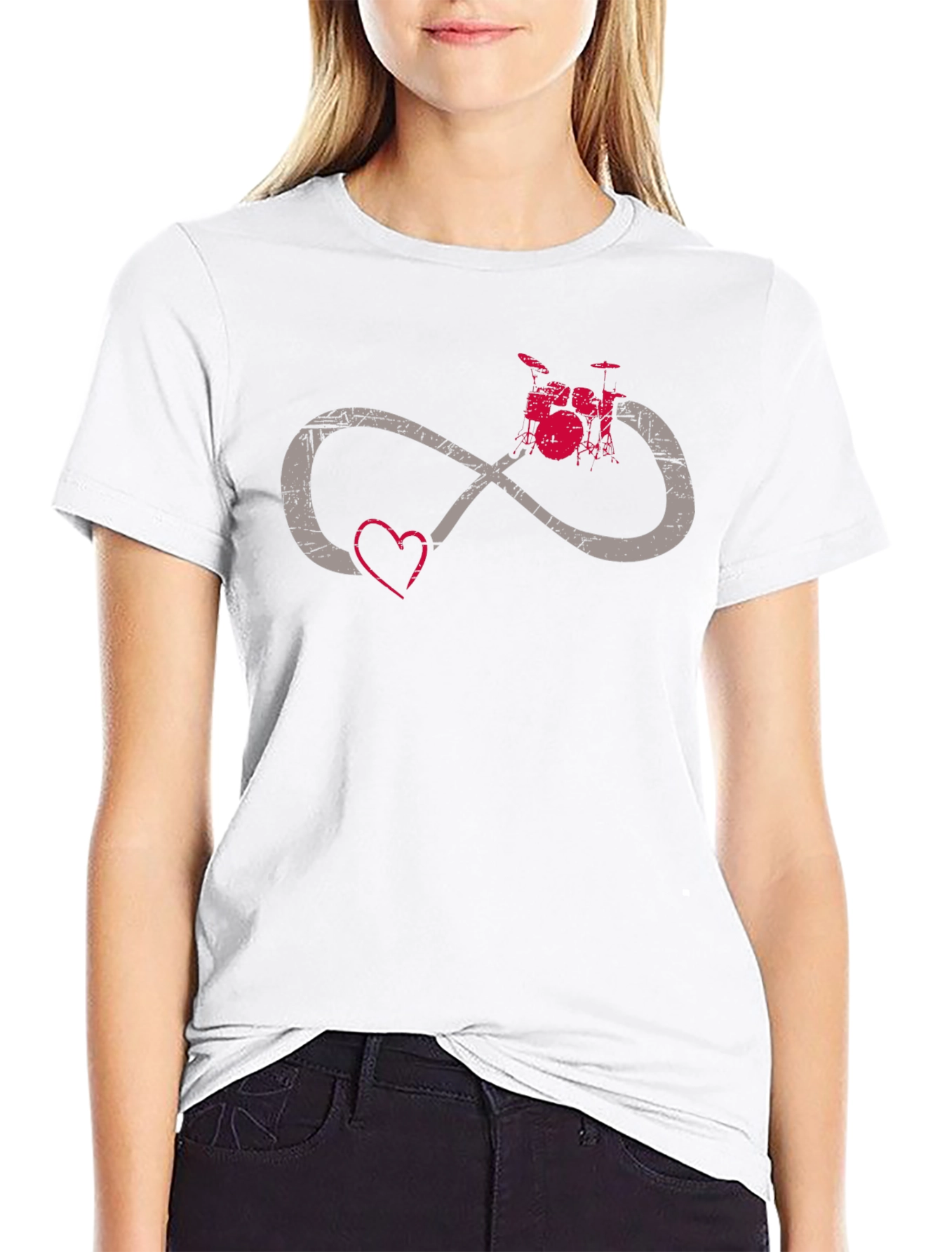 Drum Infinity Heart Tee - Music Lover Shirt
