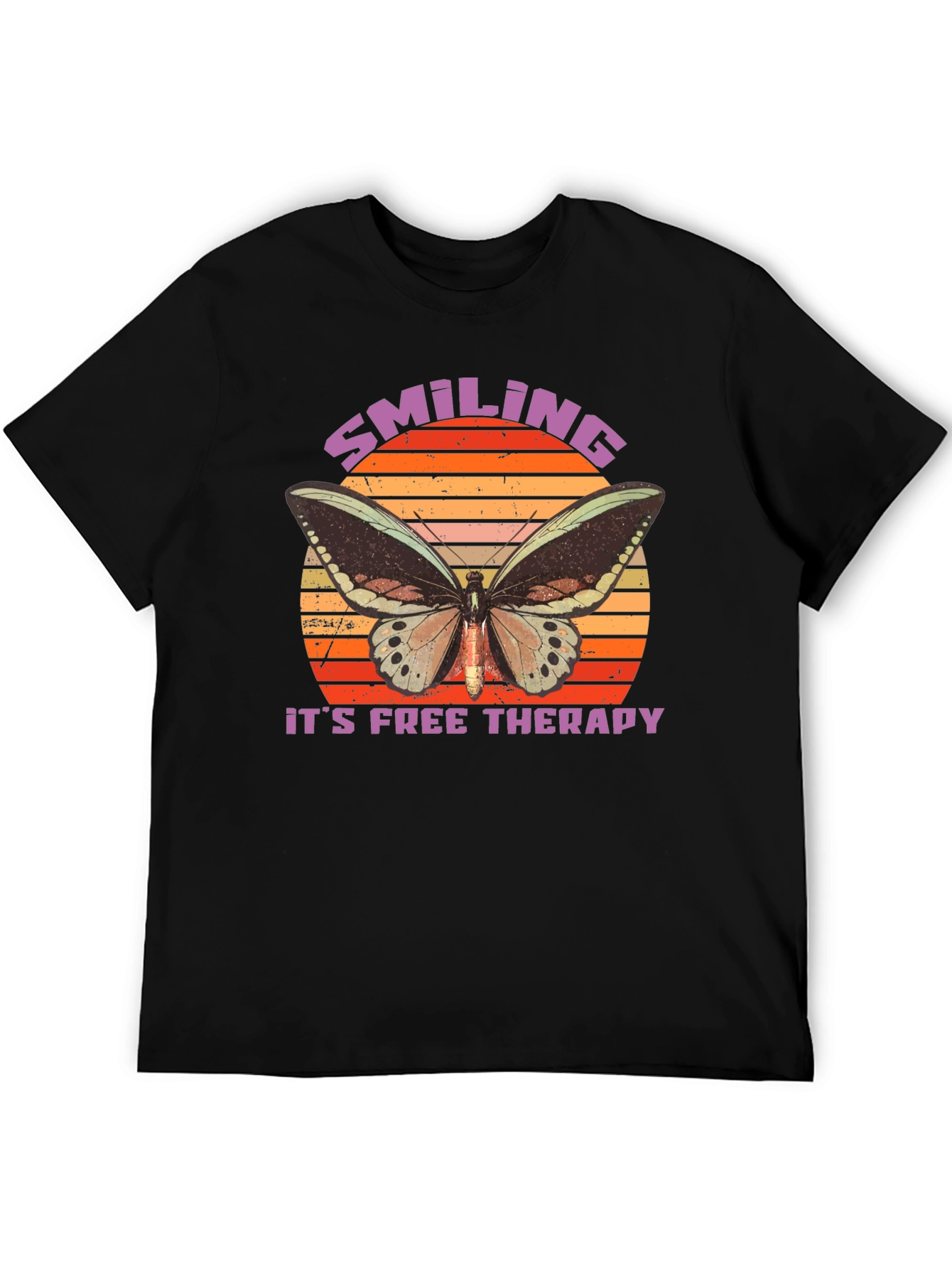 Smiling Free Therapy Butterfly Graphic T-Shirt