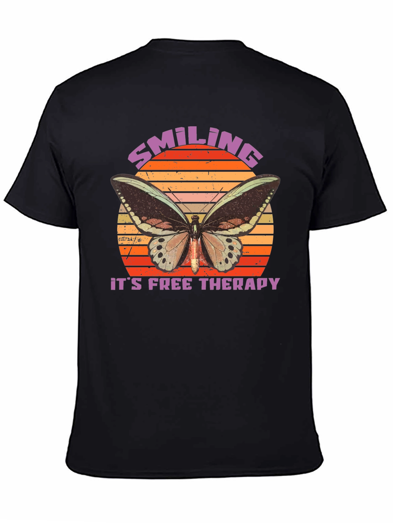 Smiling Free Therapy Butterfly Graphic T-Shirt