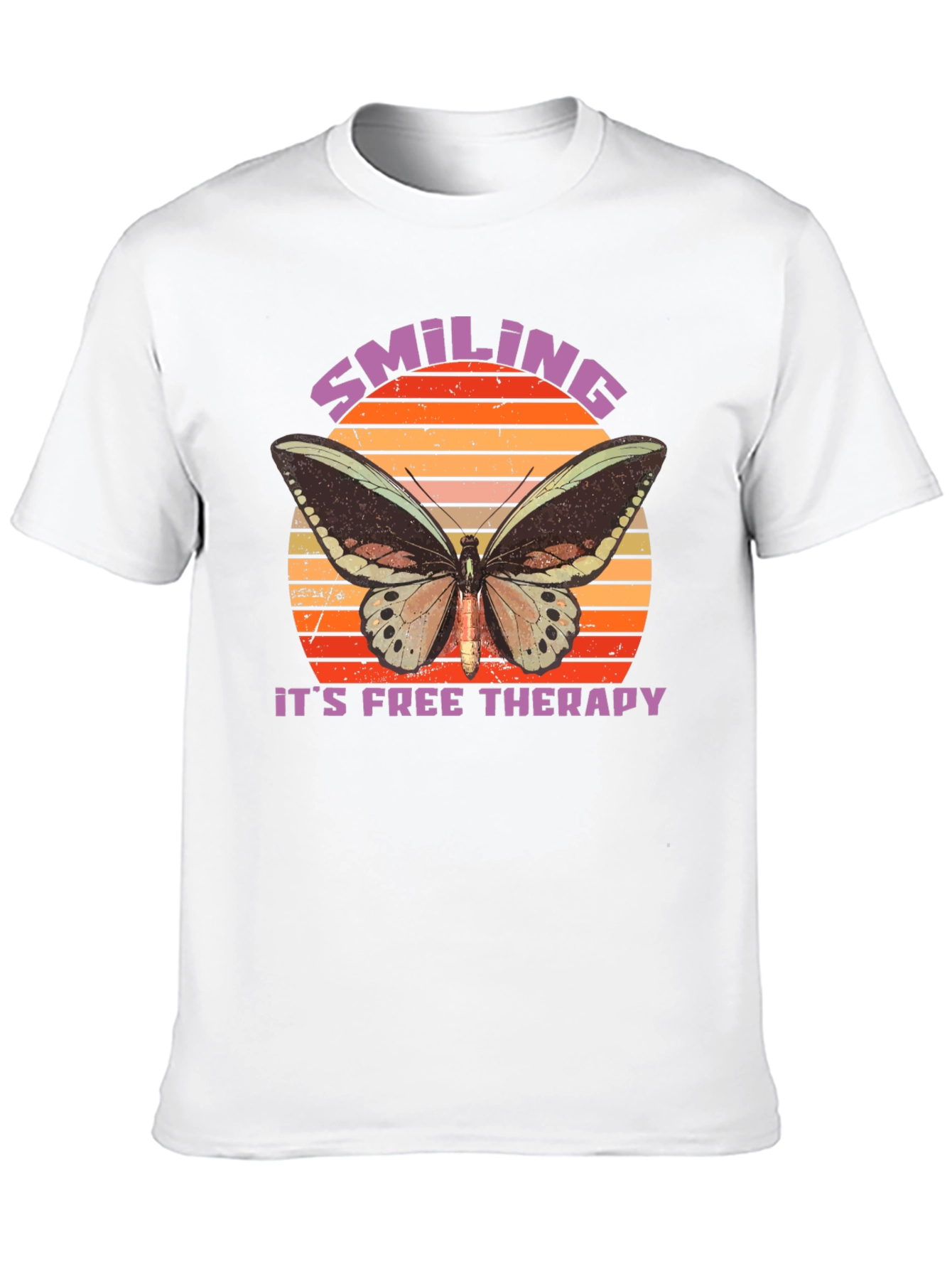 Smiling Free Therapy Butterfly Graphic T-Shirt