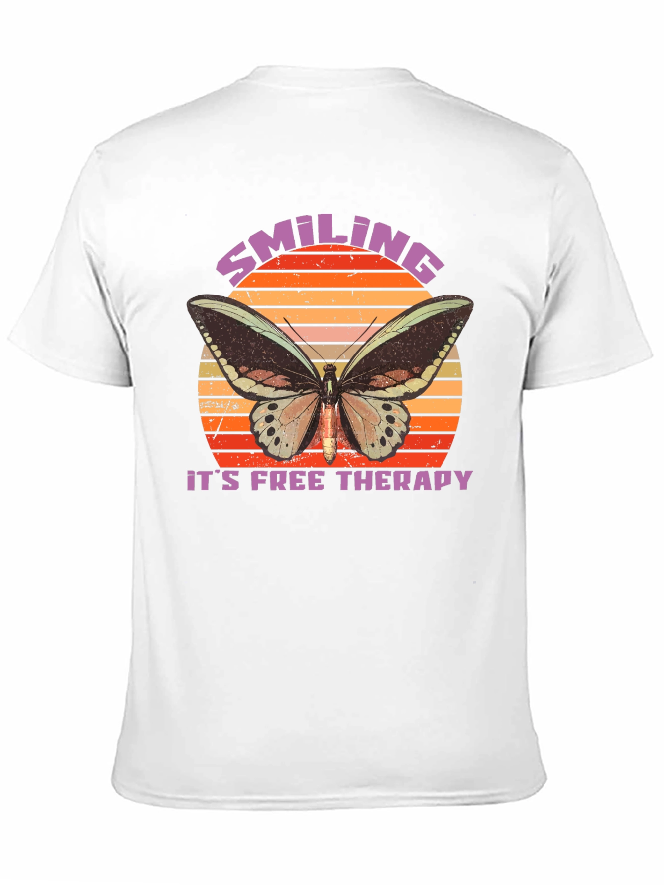 Smiling Free Therapy Butterfly Graphic T-Shirt