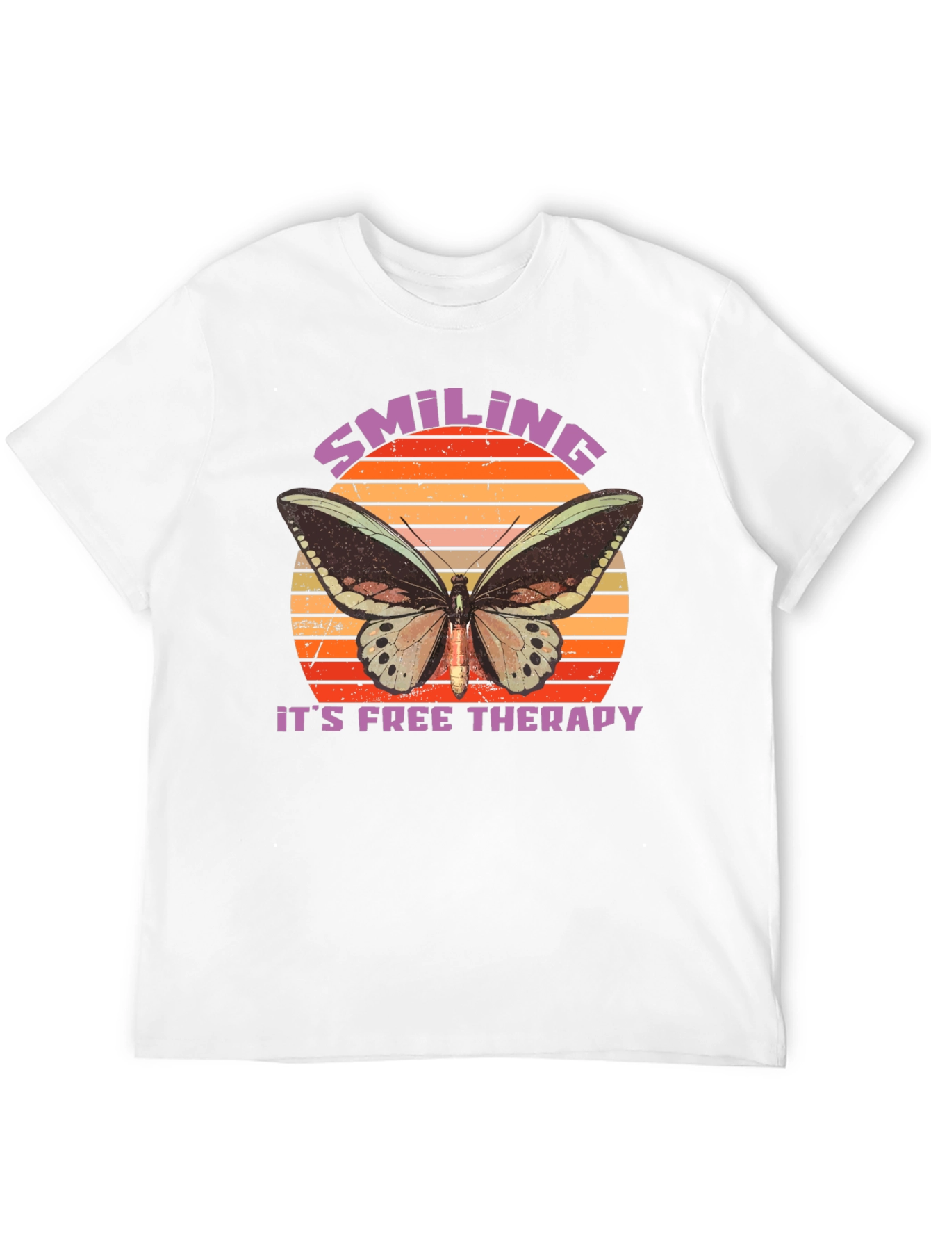 Smiling Free Therapy Butterfly Graphic T-Shirt