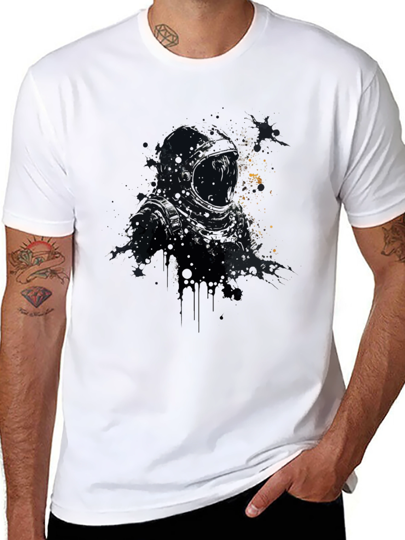 Astronaut Graphic Tee - Cosmic Black Cotton T-Shirt