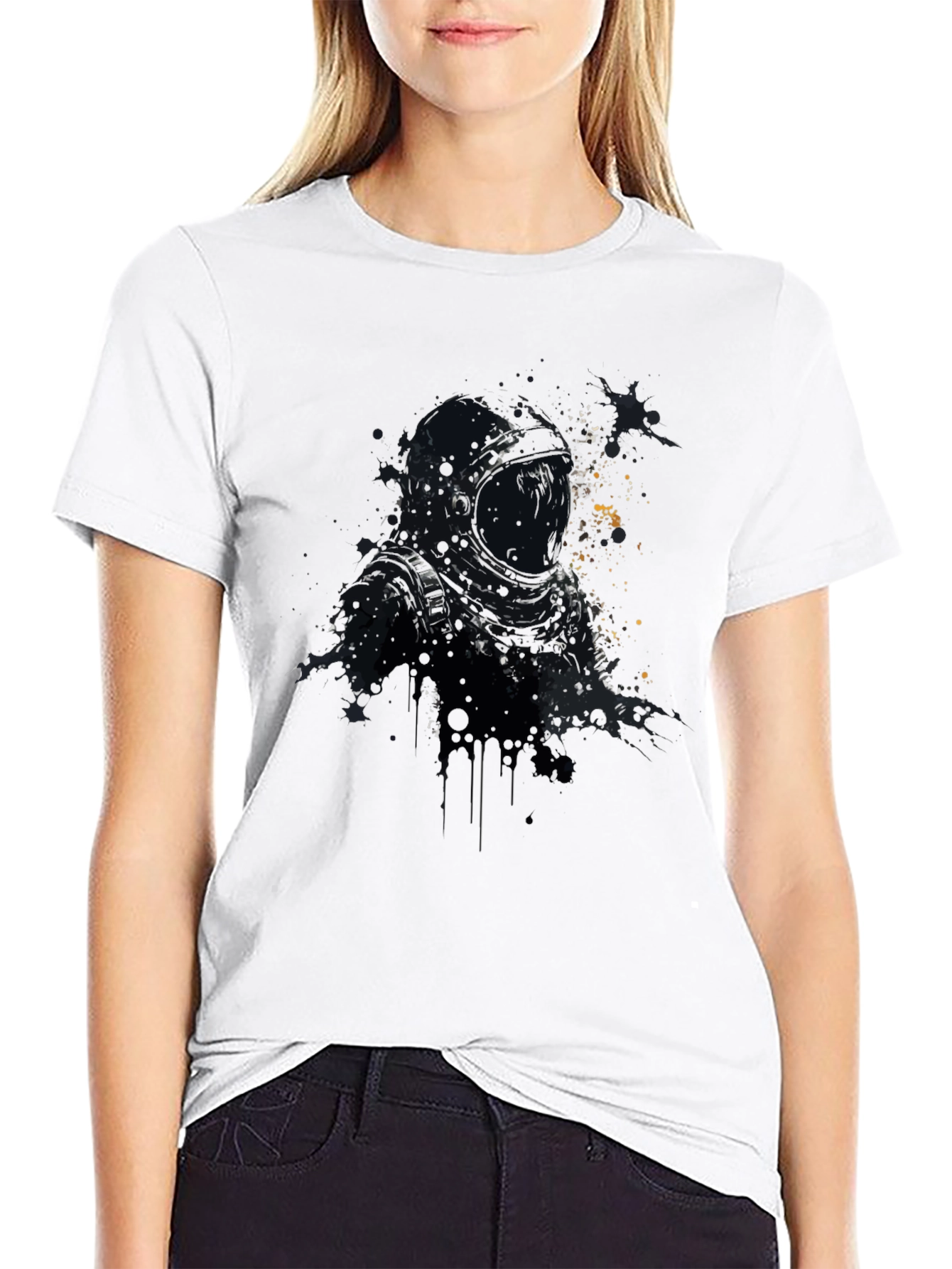 Astronaut Graphic Tee - Cosmic Black Cotton T-Shirt