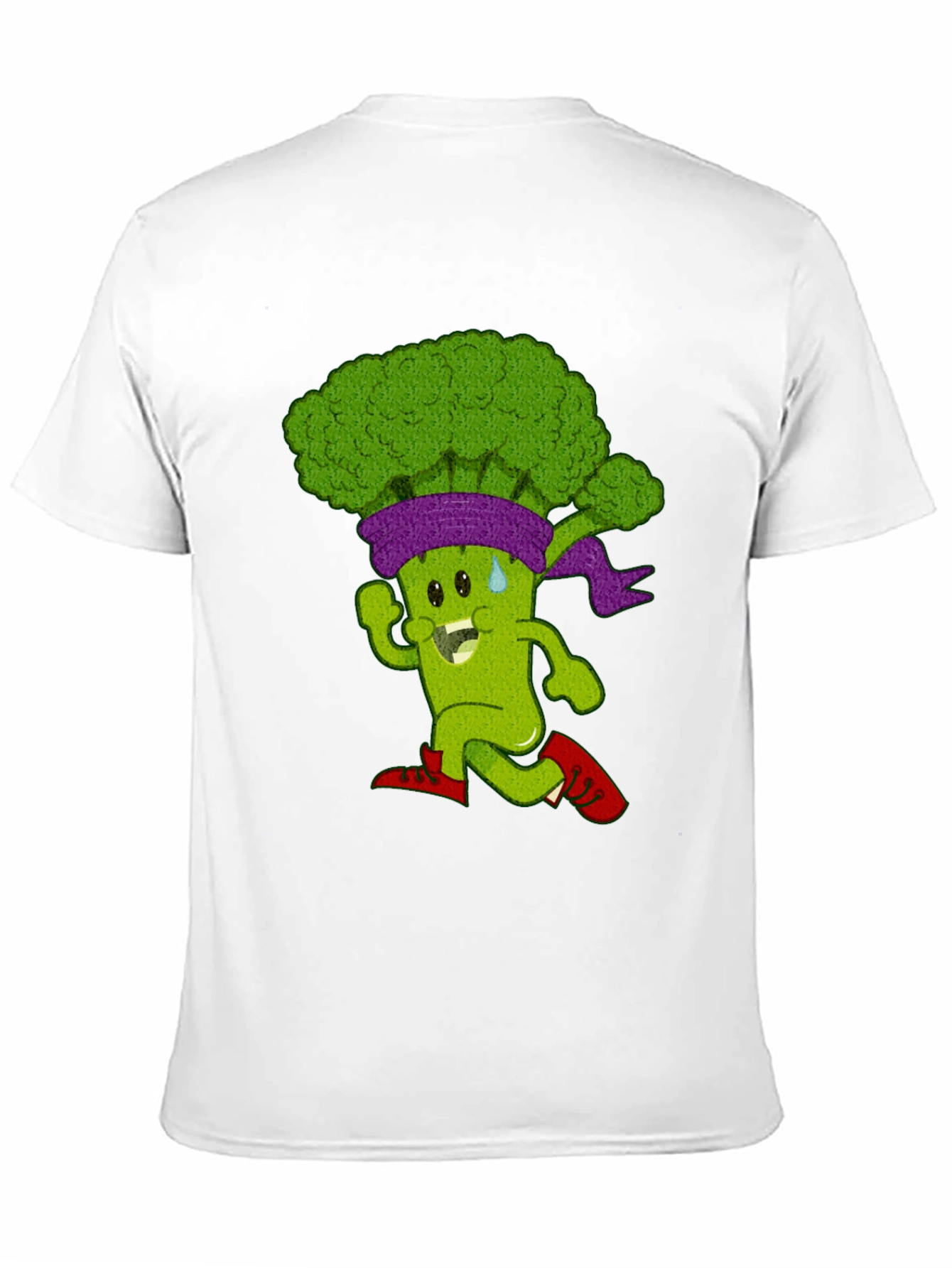 Running Broccoli Cartoon Graphic T-Shirt