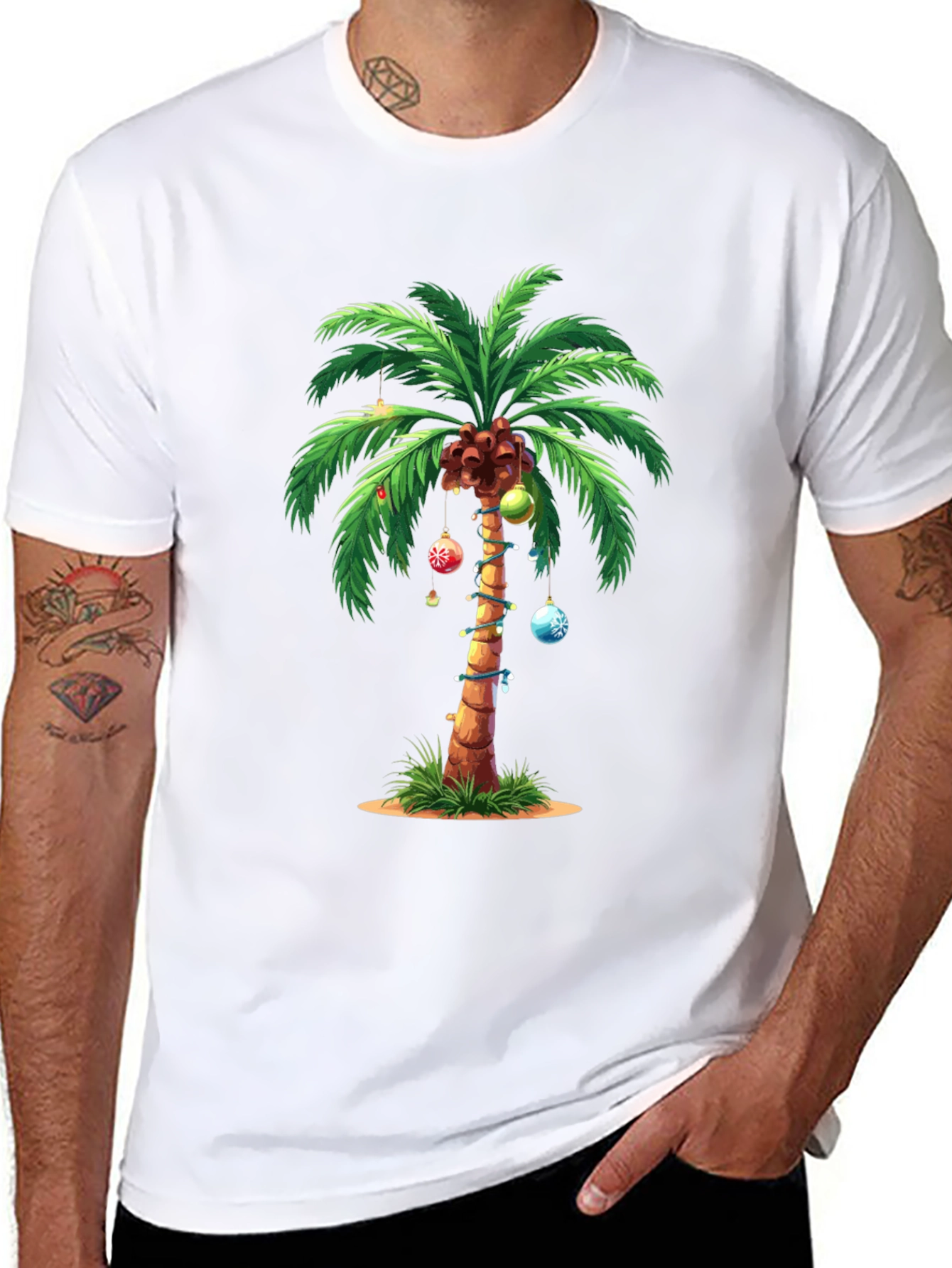 Tropical Christmas Palm Tree T-Shirt