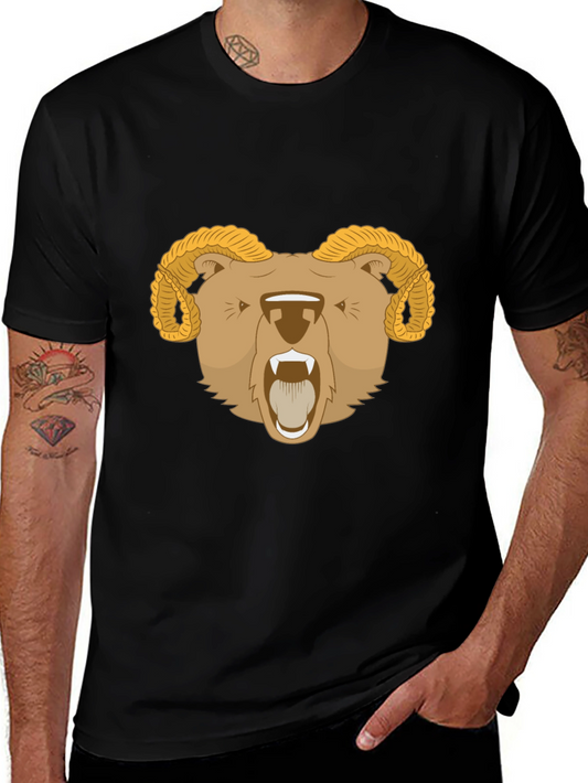 Ram Bear Graphic Tee - Black Animal T-Shirt